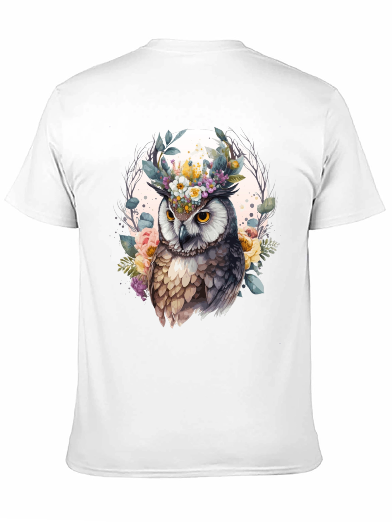 Black Floral Owl Graphic Tee - Unique Design view 11