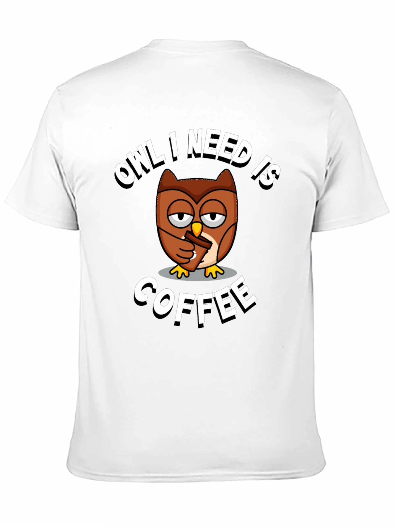 Black Owl I Need Is Coffee Graphic Tee view 11