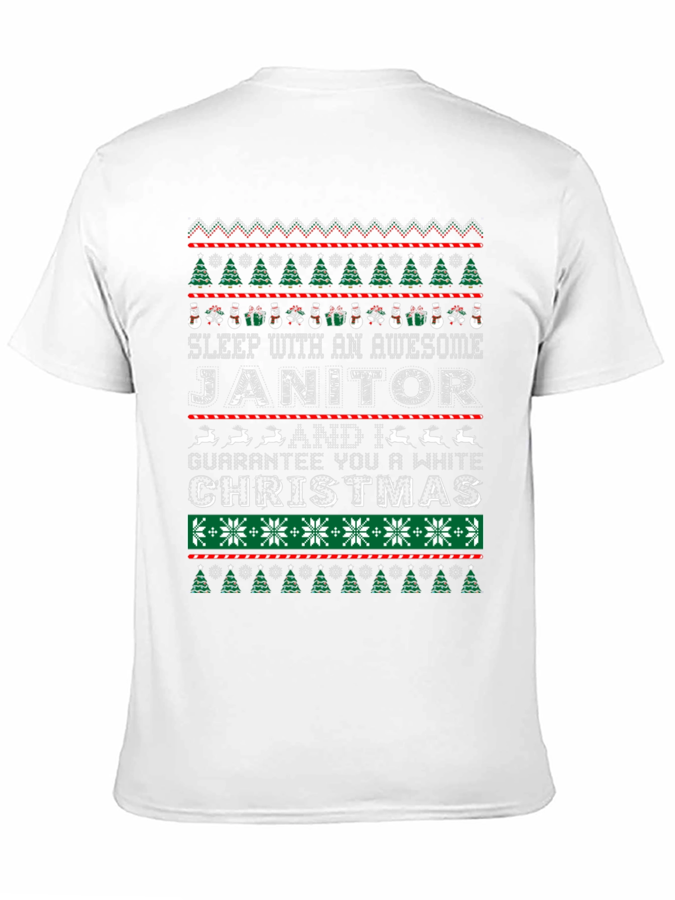 Black Funny Janitor Christmas Ugly Sweater Style T-Shirt view 11
