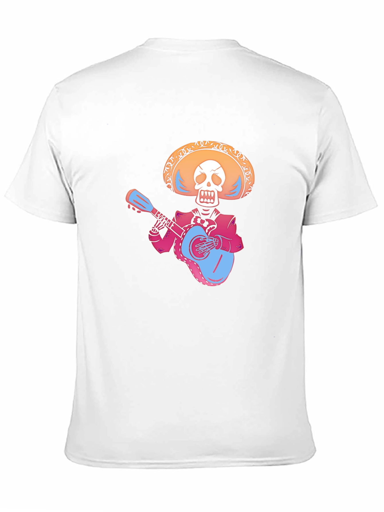 Black Day of the Dead Skeleton Guitarist Black T-Shirt view 11