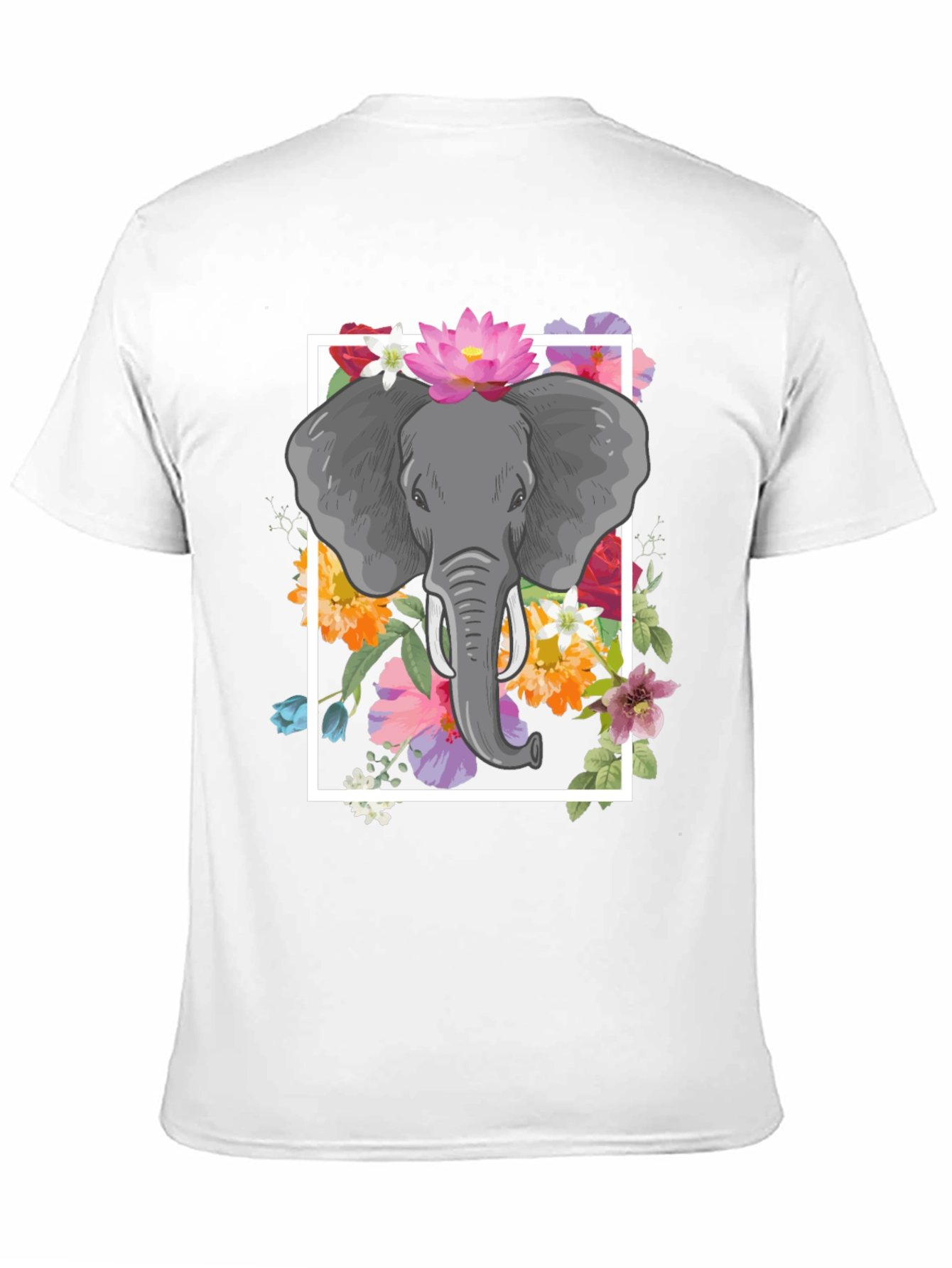Black Elephant Floral Graphic Tee - Men's Black T-Shirt view 11