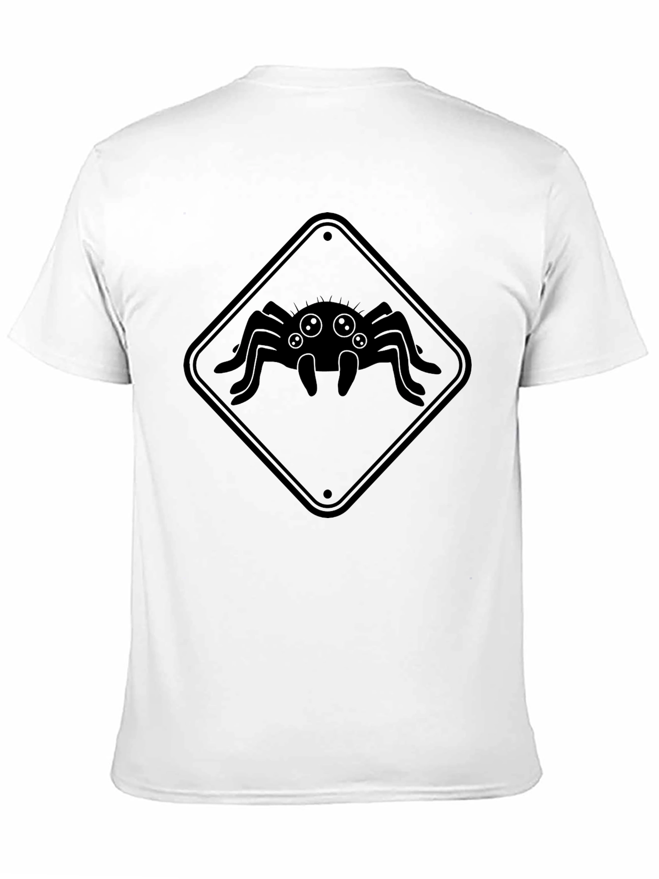 Black Spider Warning Sign T-Shirt - Creepy Graphic Tee view 11