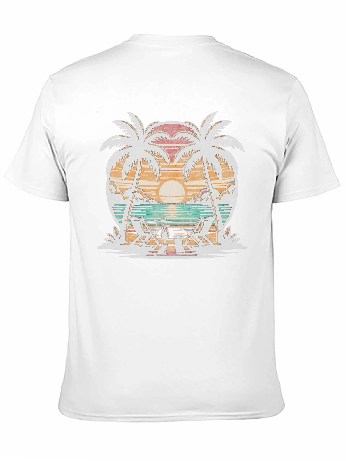 Black Retro Beach Palm Tree Sunset Graphic T-Shirt view 11