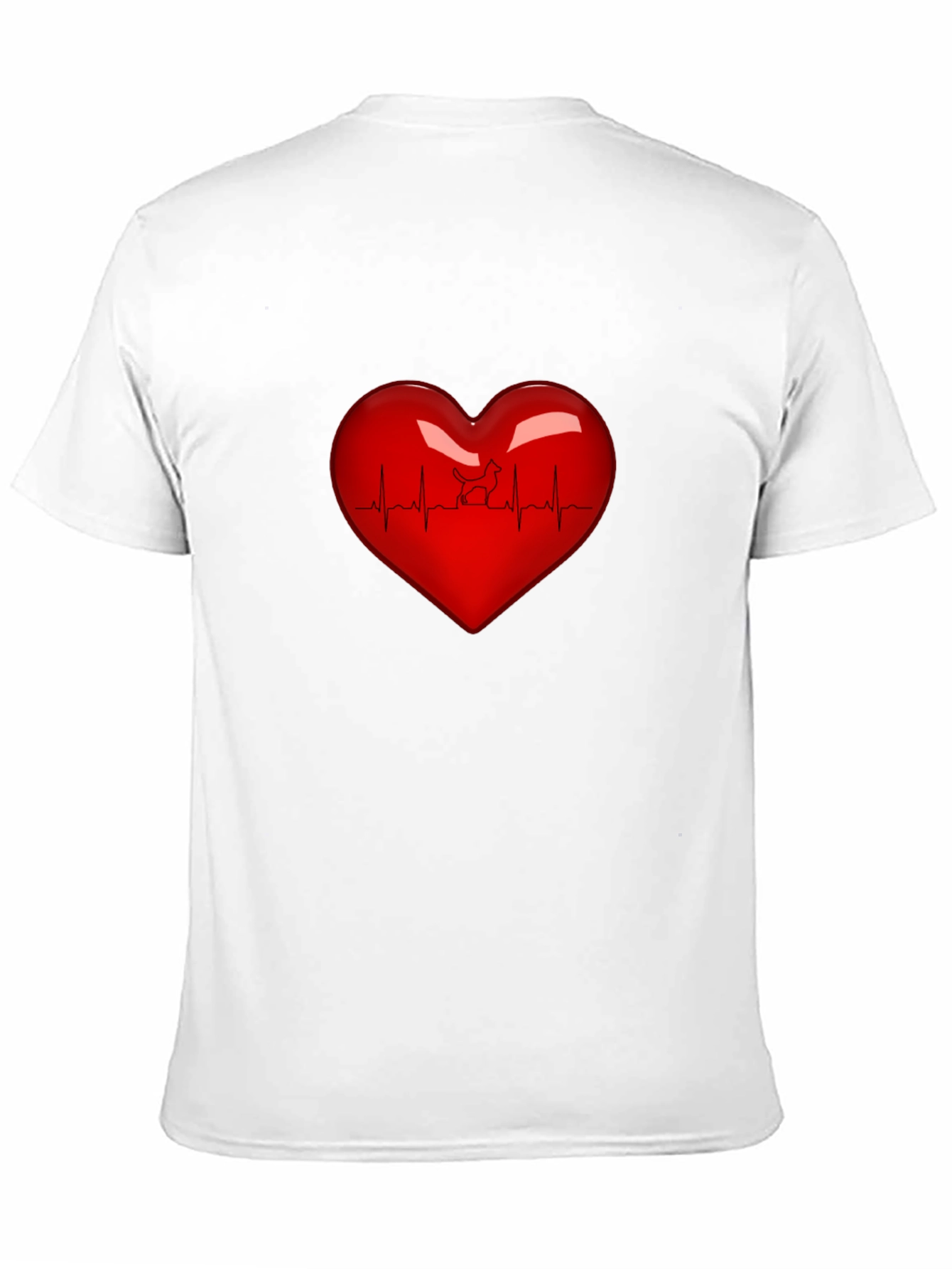 Black Heartbeat Dog Lover T-Shirt - Black view 11