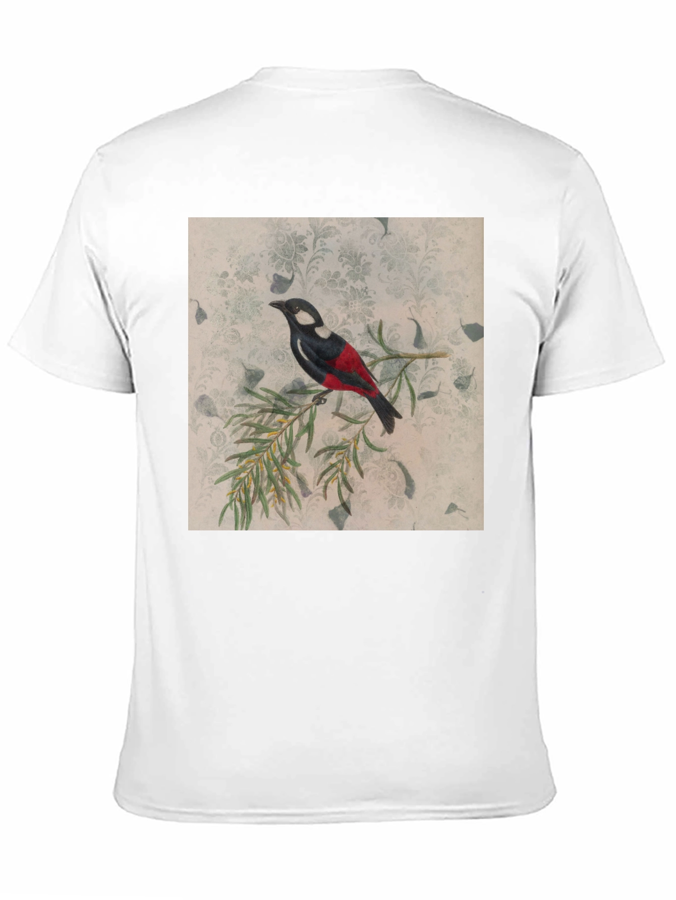 Black Vintage Bird Print Black T-Shirt view 11