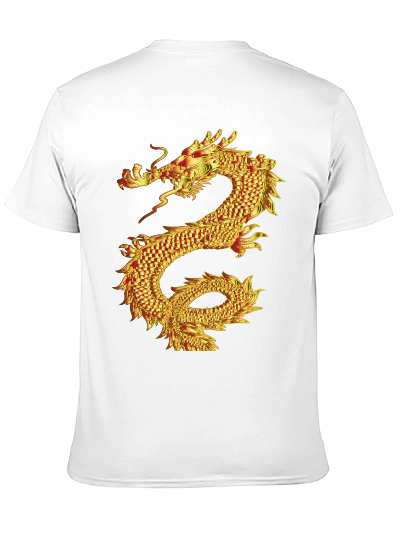 Black Golden Dragon Graphic Print Black T-Shirt view 11