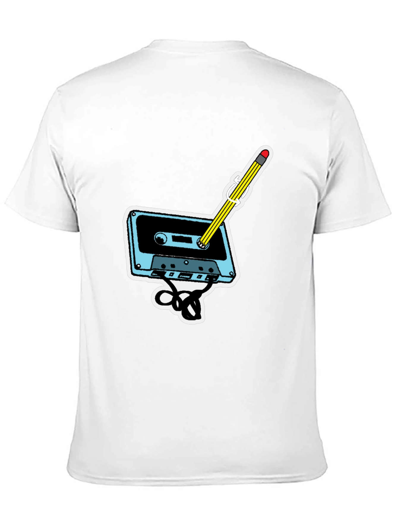 Black Retro Cassette & Pencil Graphic T-Shirt view 11