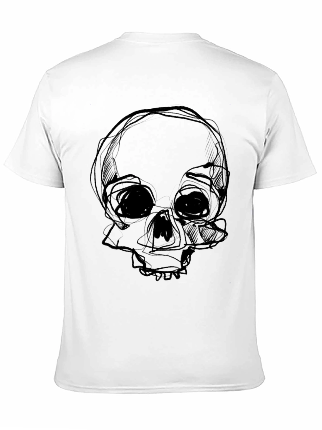 Black Skull Sketch Graphic Black T-Shirt view 11