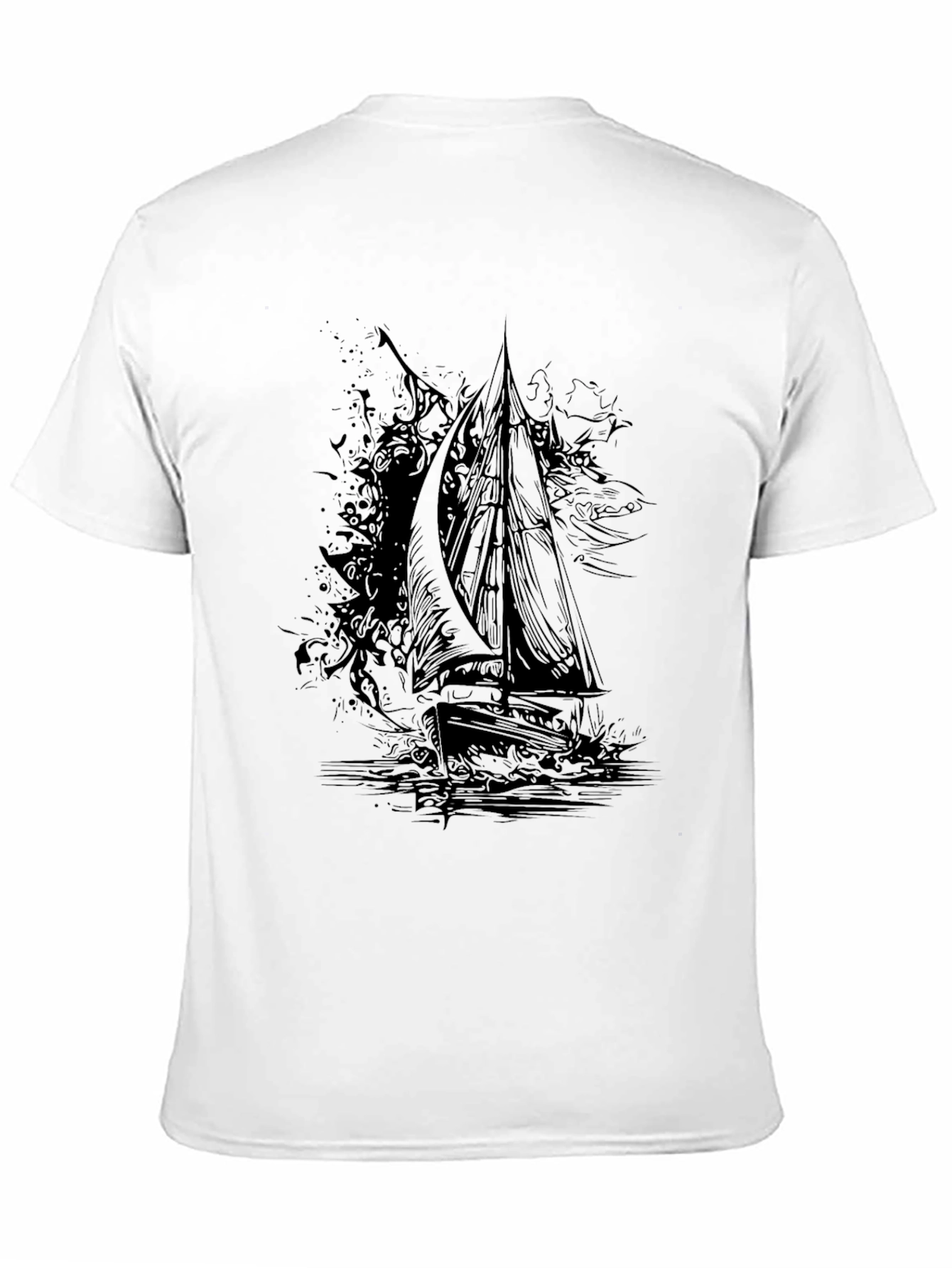 Black Black Graphic Tee: Sailing Ship Design view 11