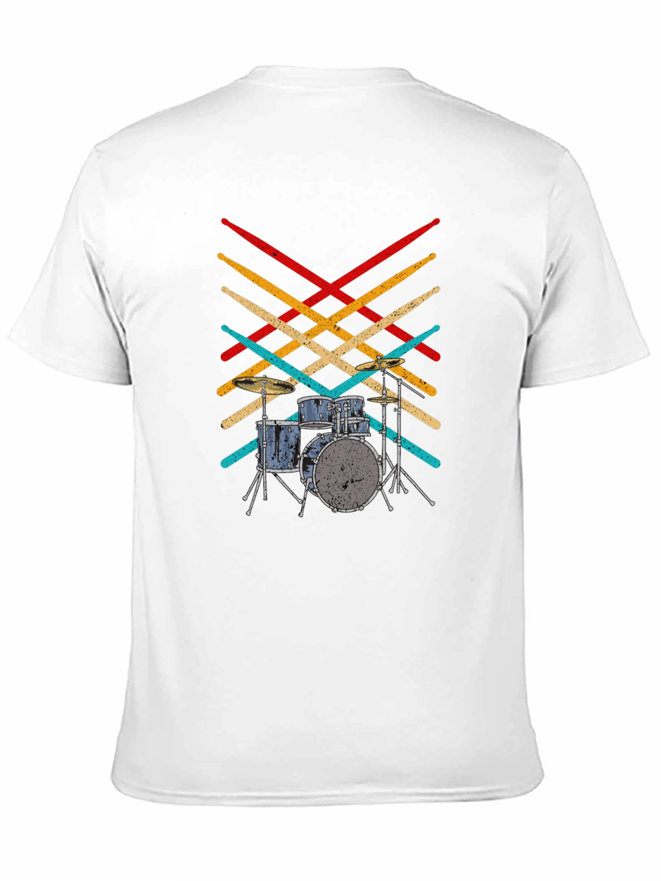 Black Drum Set T-Shirt - Retro Drumsticks Music Tee view 11