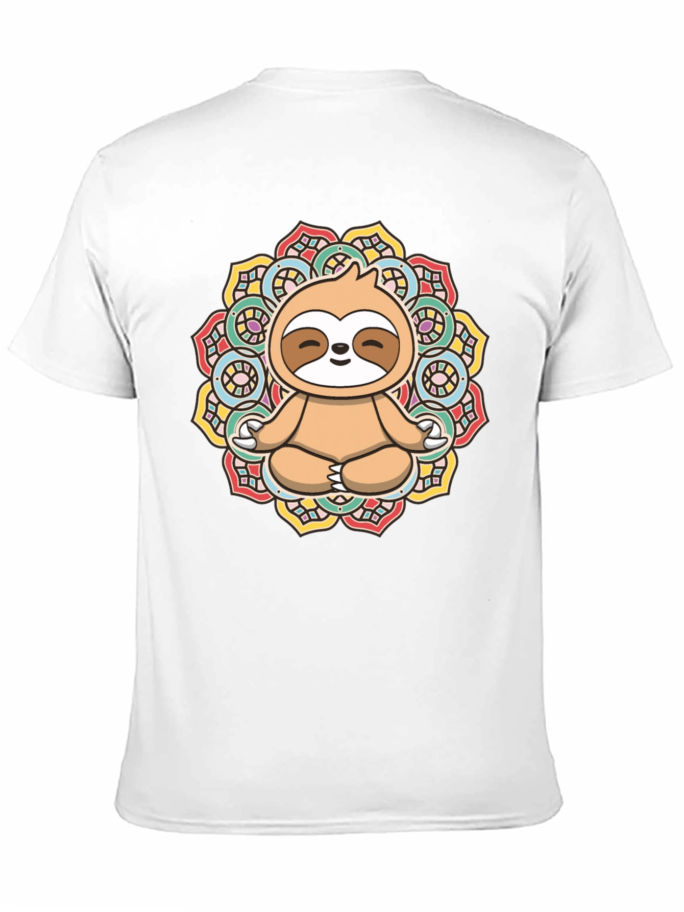 Black Meditating Sloth Mandala Graphic Tee view 11