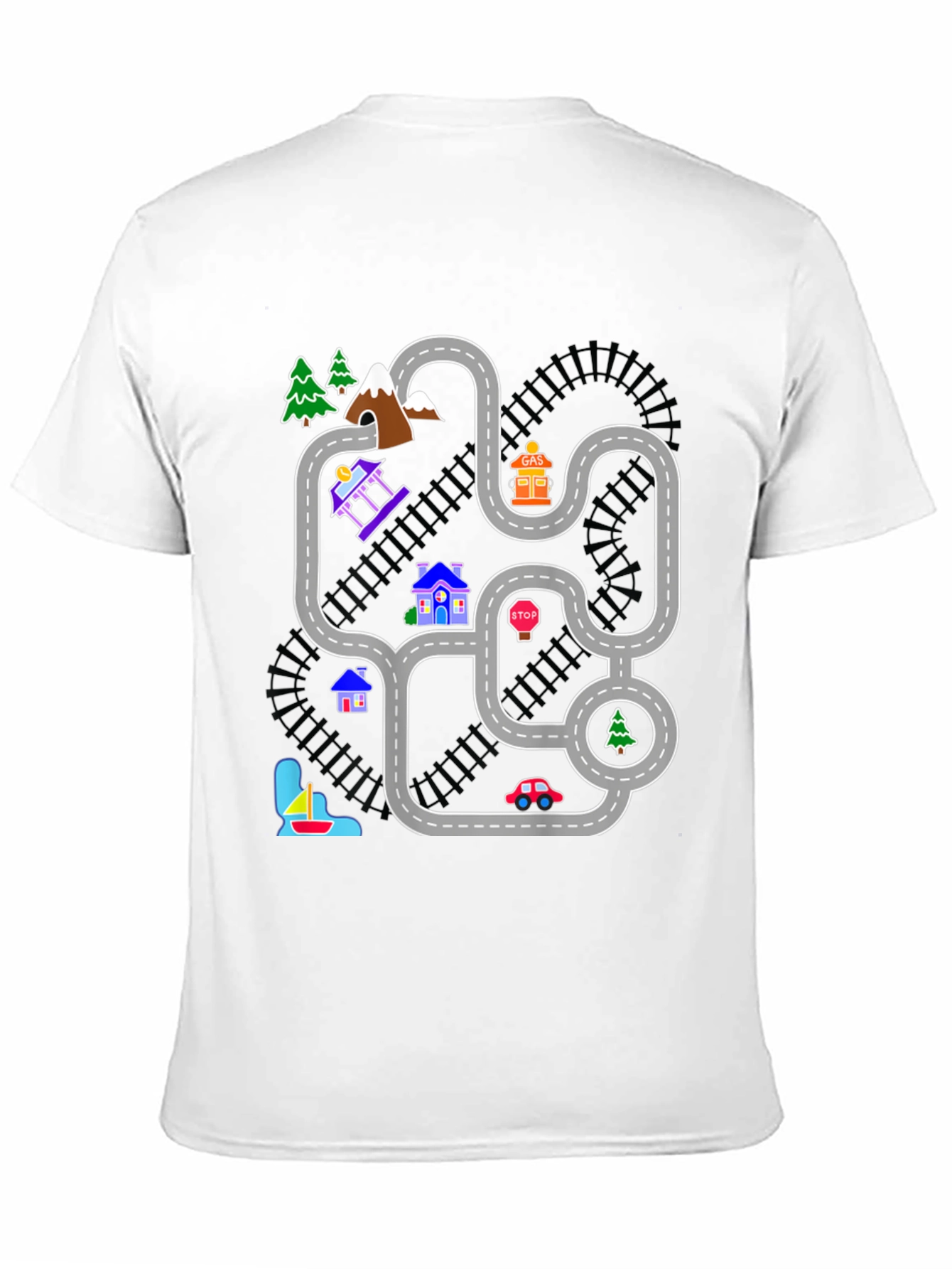 Black Playful Road Map Graphic Tee view 11