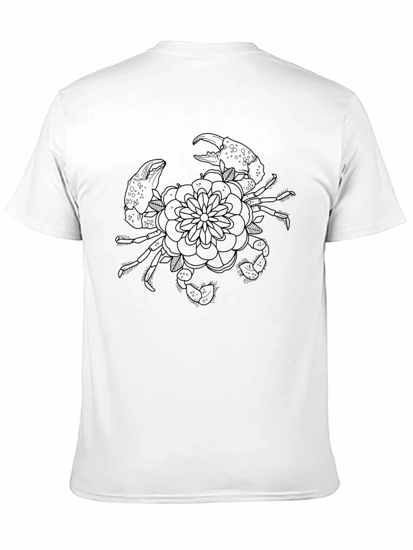 Black Crab & Flower Graphic Tee - Mens Casual Black T-Shirt view 11