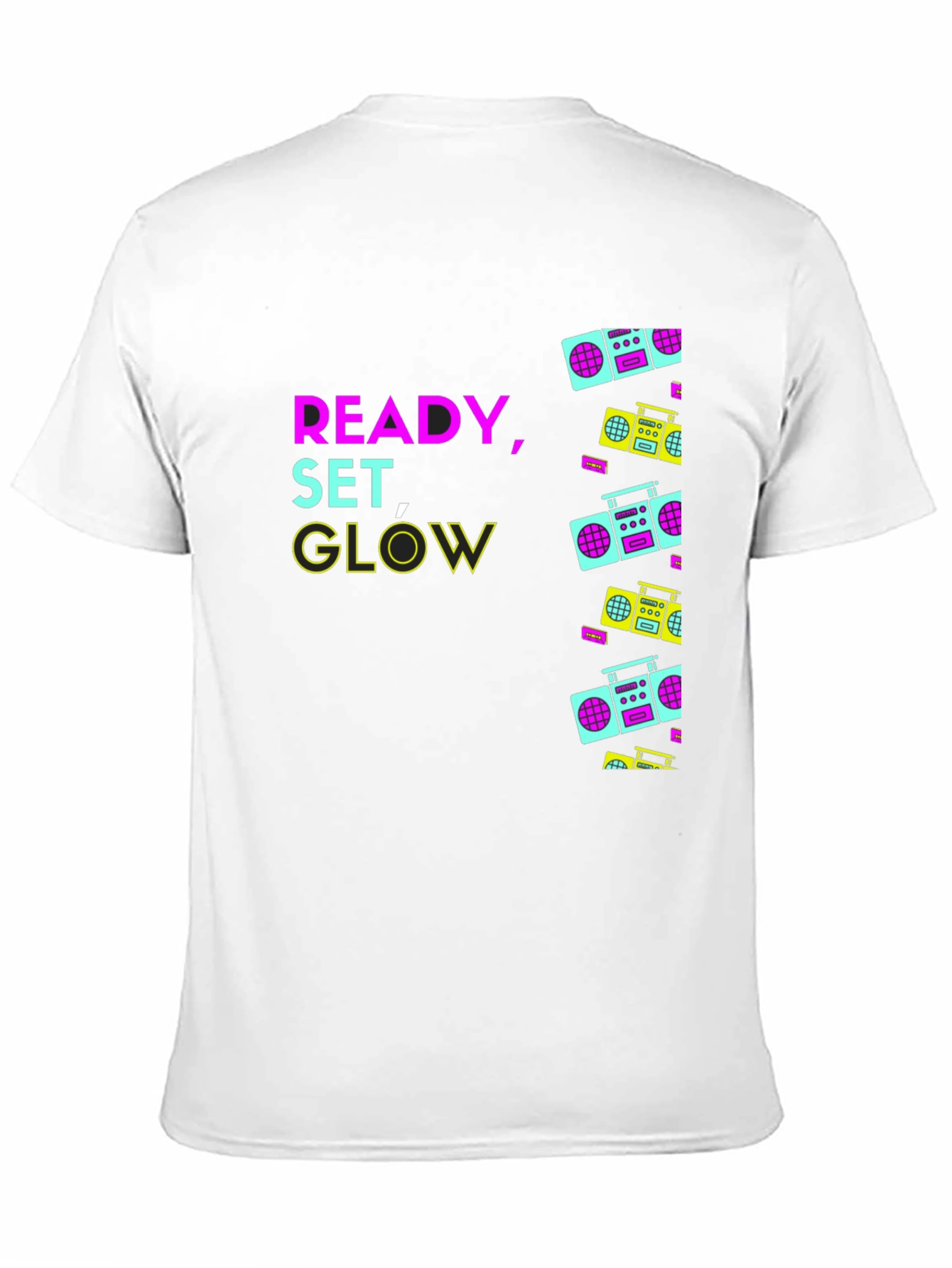 Black Retro Boombox Graphic T-Shirt - Ready, Set, Glow view 11