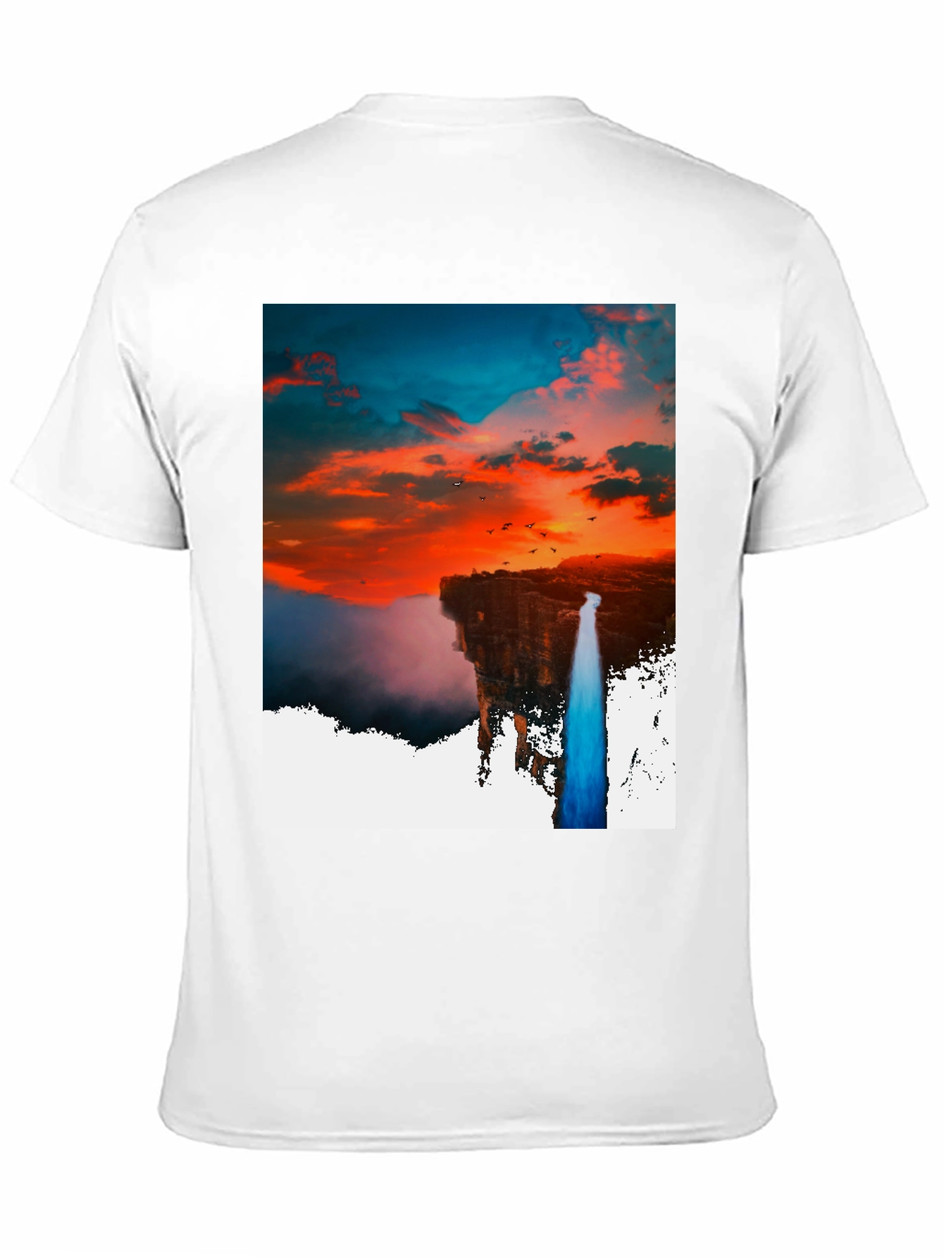 Black Sunset Waterfall Graphic Tee - Unique Design view 11