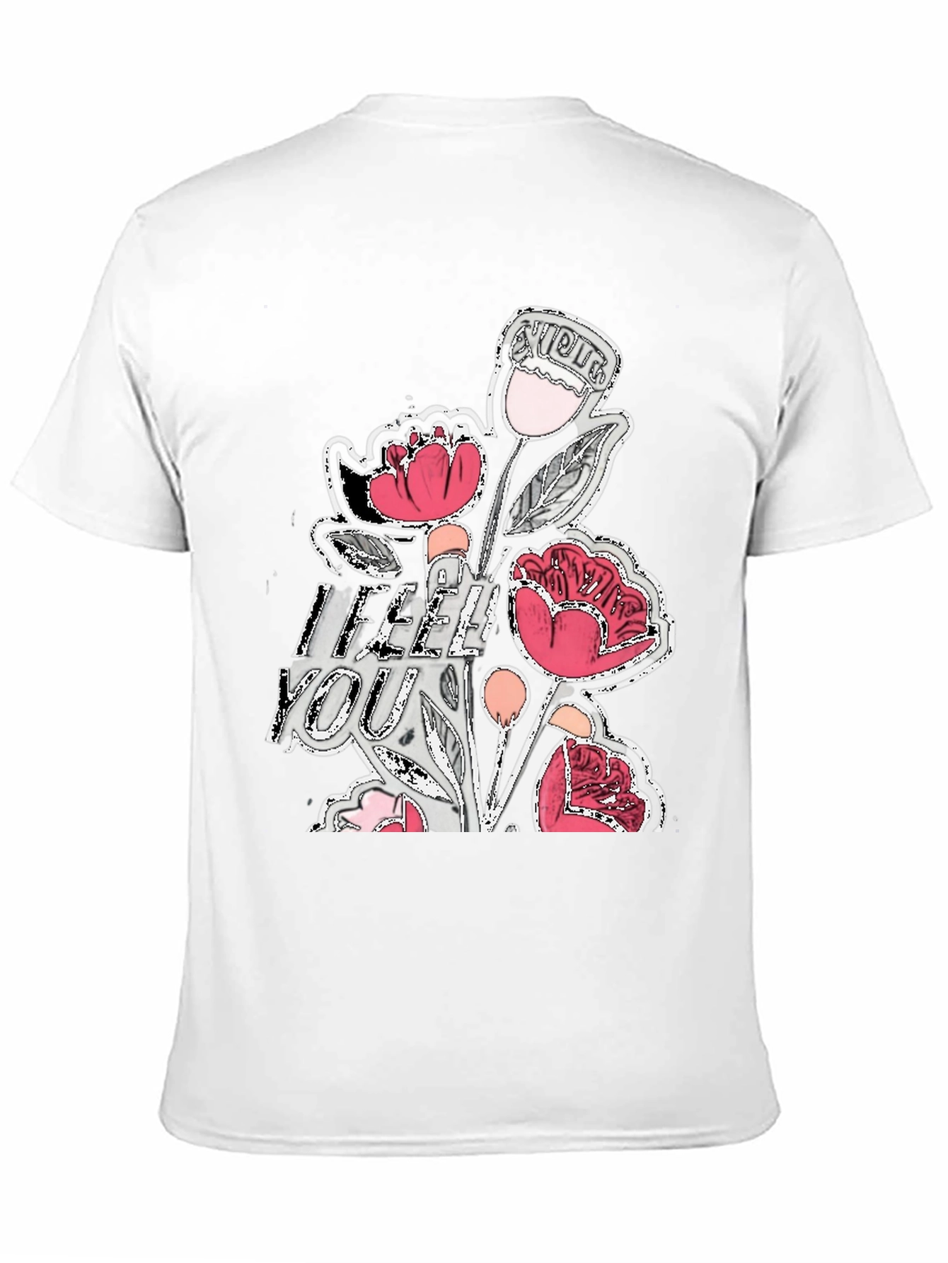 Black Floral Graphic Print Crew Neck Tee - Casual Style view 11