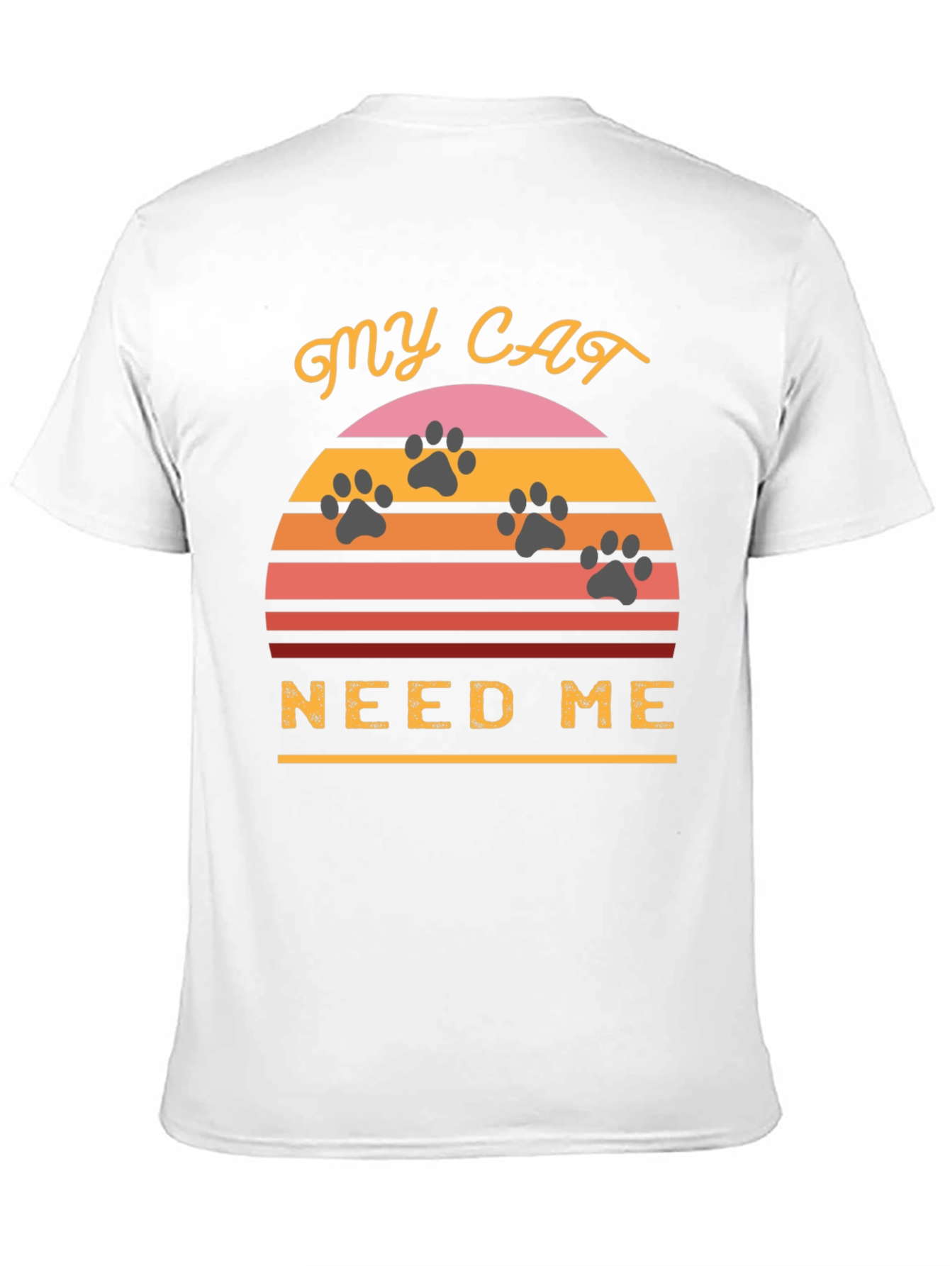 Black My Cat Needs Me T-Shirt - Retro Sunset Style view 11