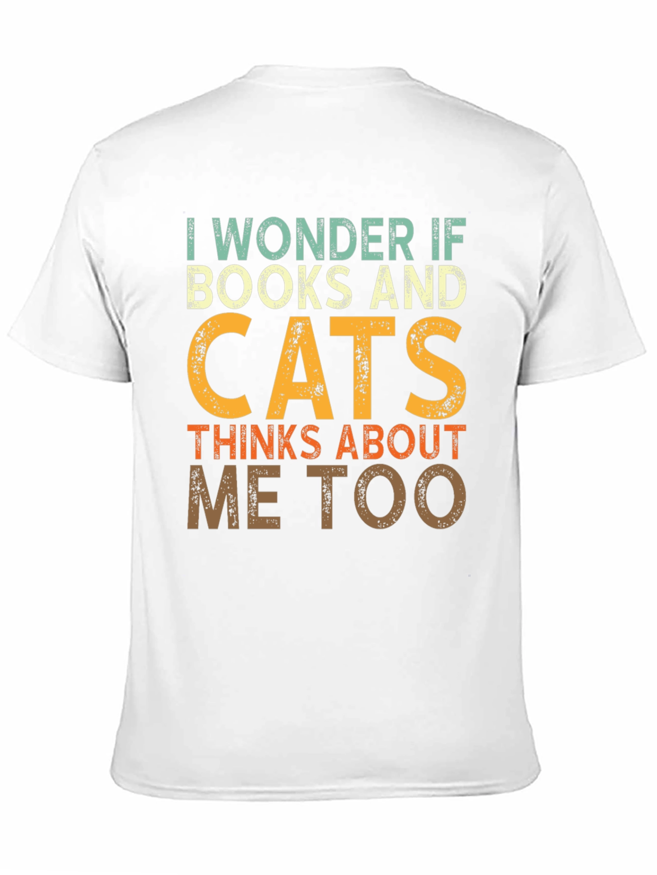Black I Wonder If Books & Cats T-Shirt view 11