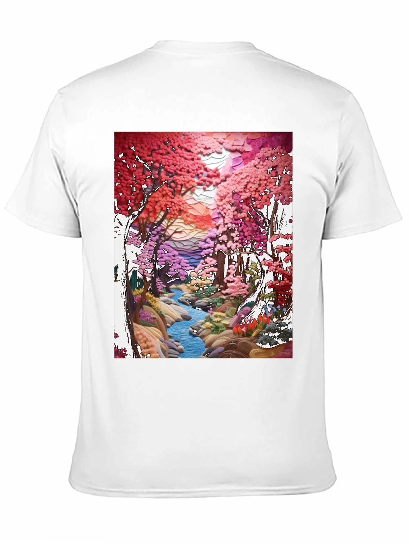 Black Cherry Blossom Stream Art T-Shirt view 11