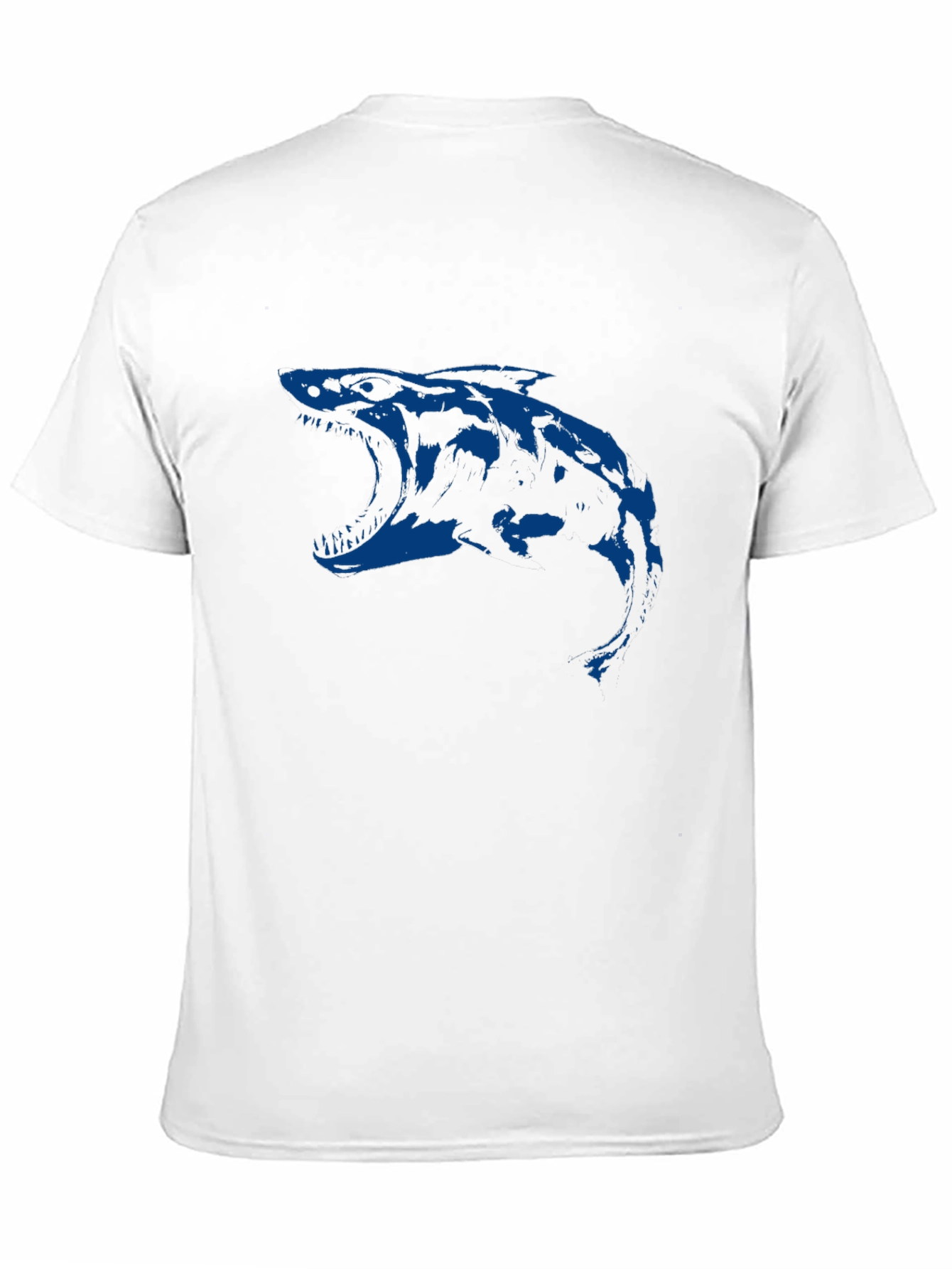 Black Men's Black T-Shirt with Blue Shark Graphic view 11