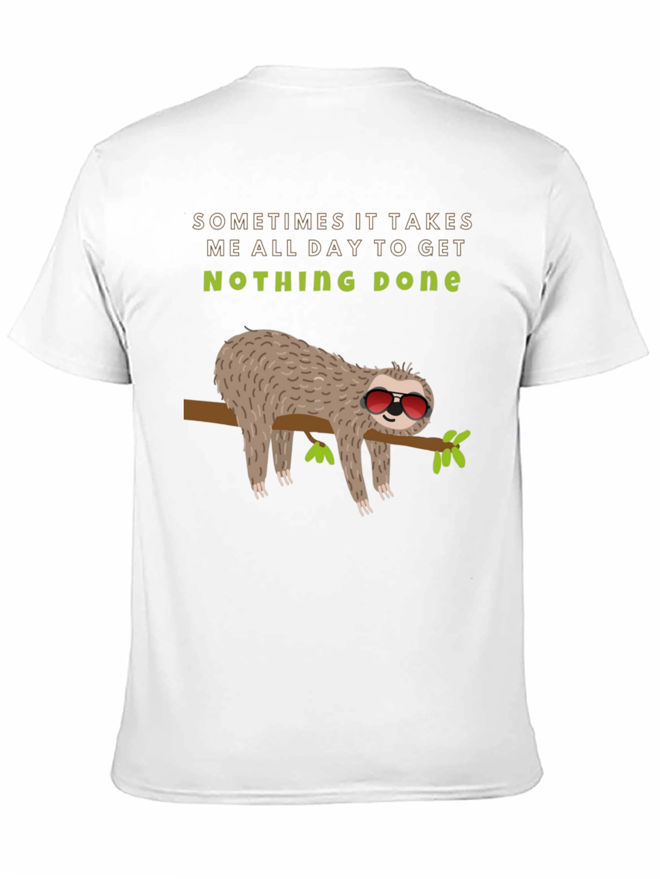 Black Lazy Sloth Graphic Tee -  'Nothing Done' Relaxed T-Shirt view 11