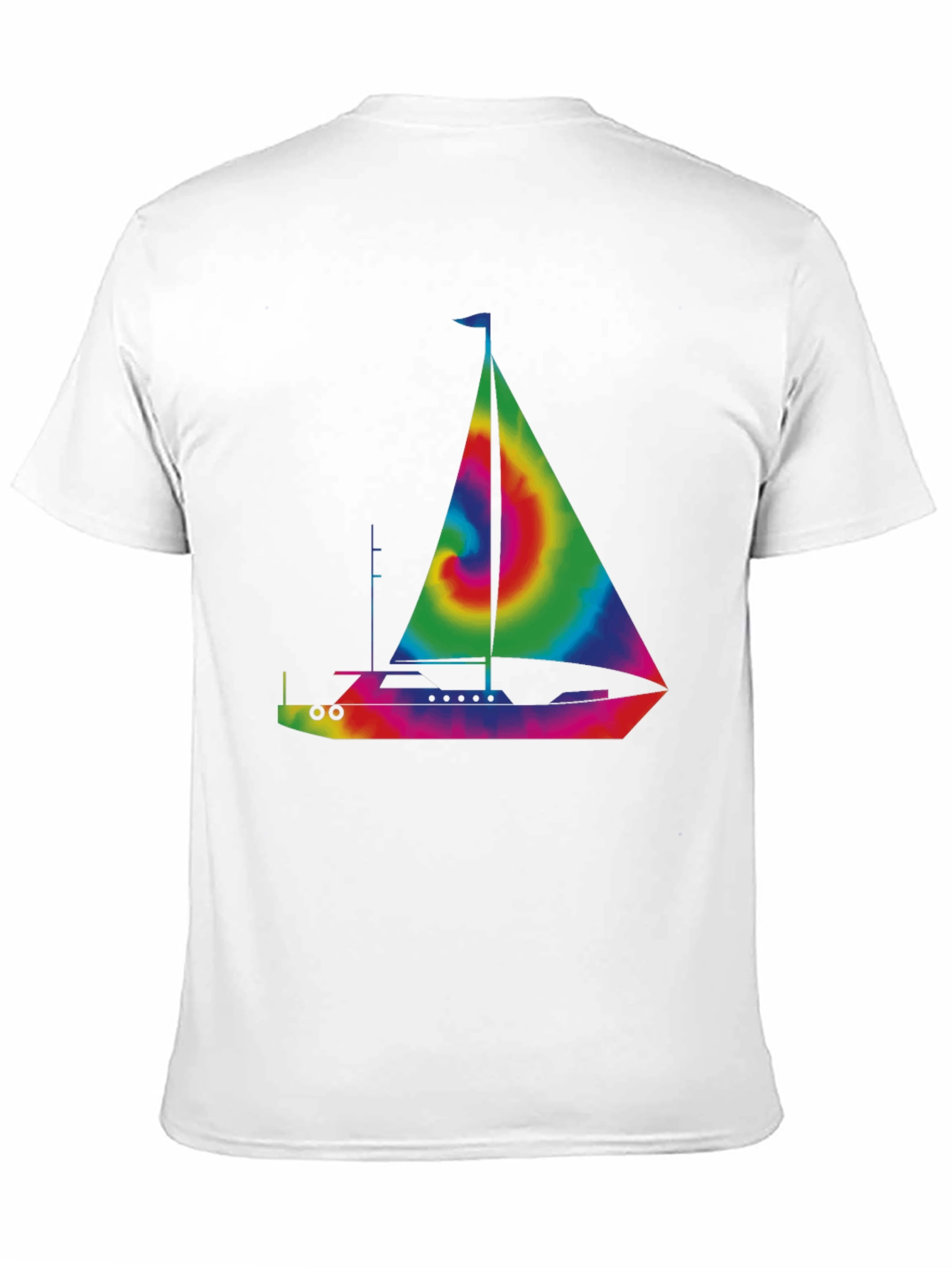 Black Tie-Dye Sailboat Graphic T-Shirt - Black view 11