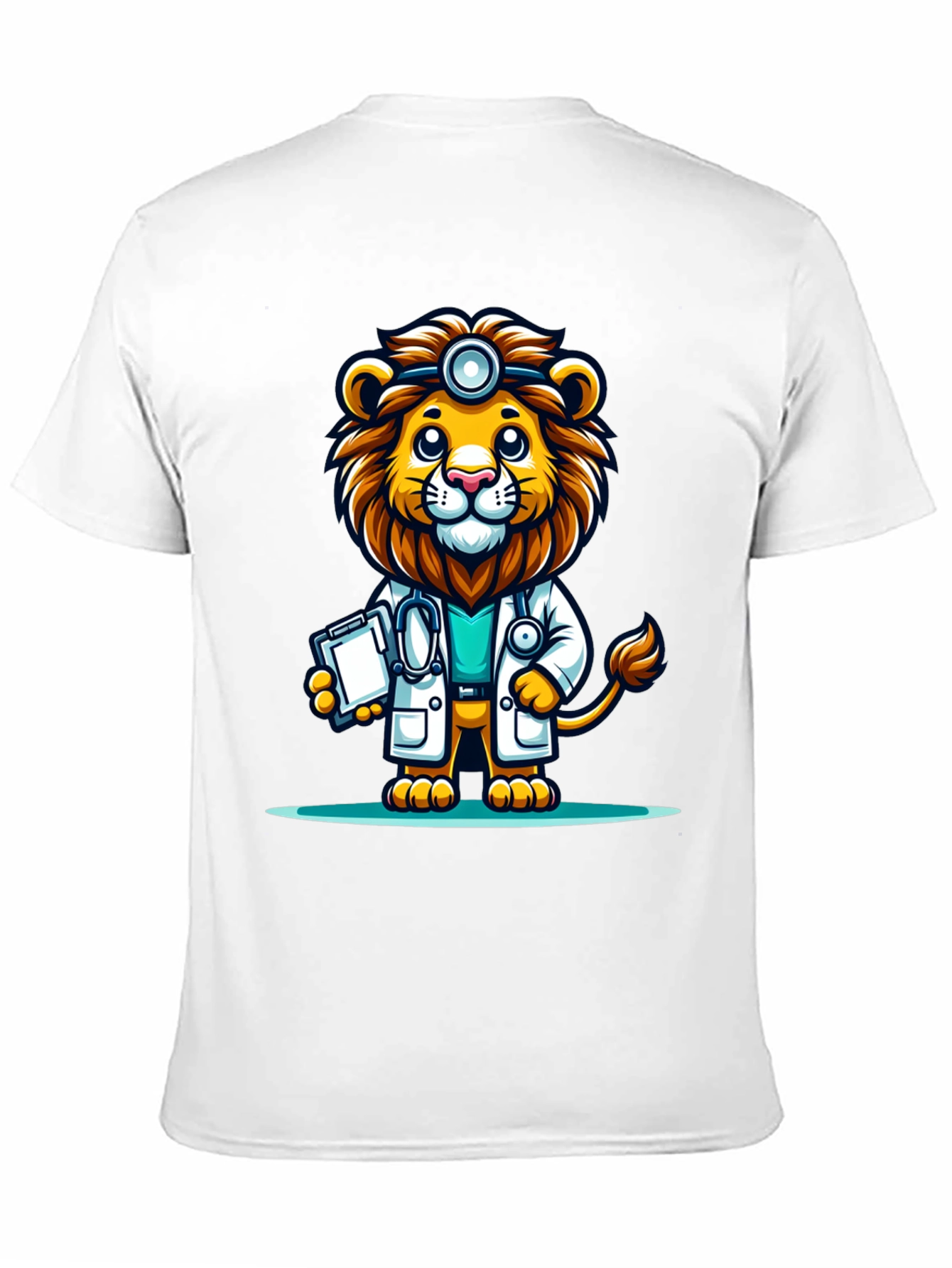 Black Lion Doctor Graphic Tee - Cute Cartoon Animal T-Shirt view 11