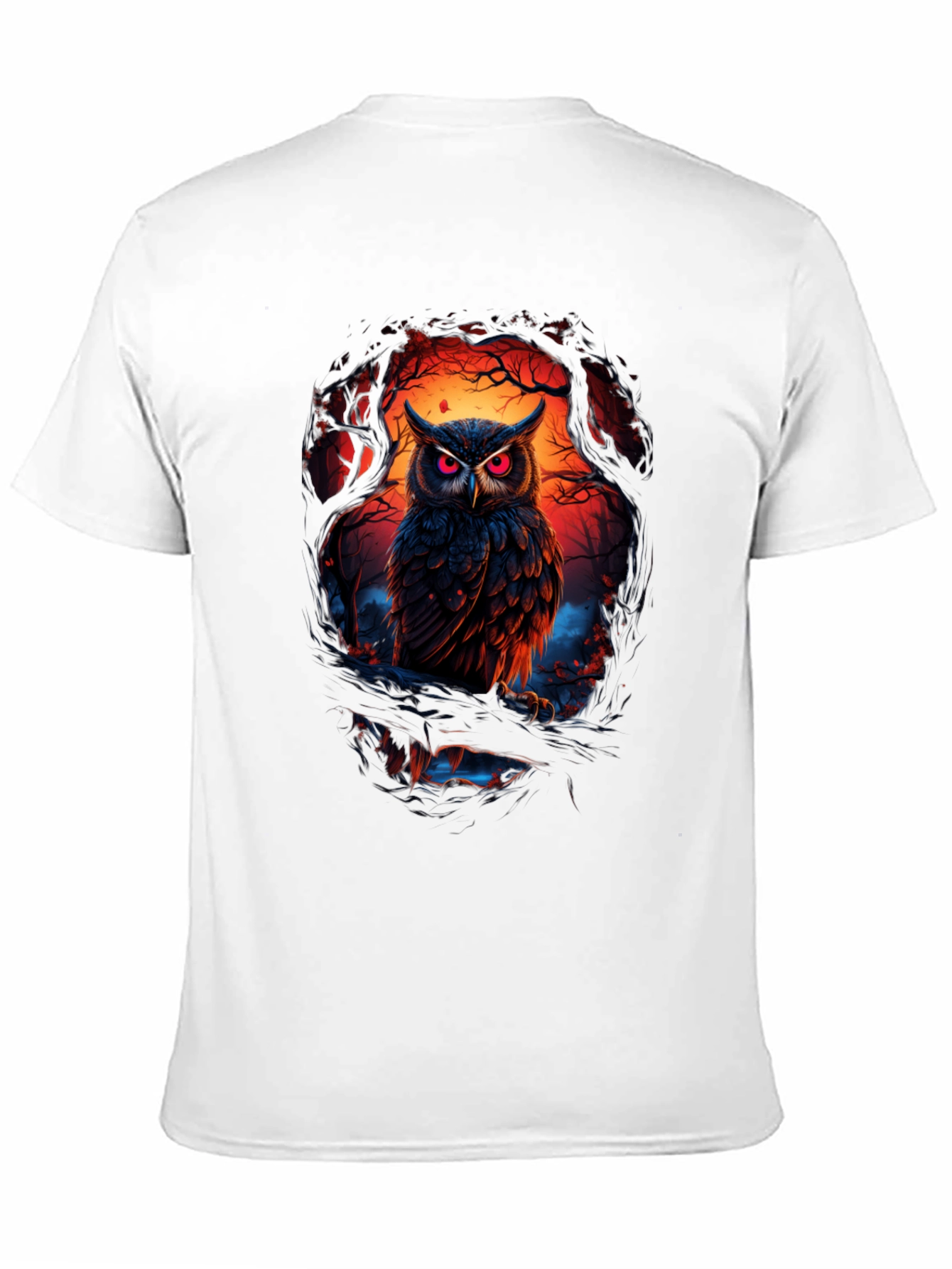 Owl Graphic Print Tee - Men's Black T-Shirt - 11
