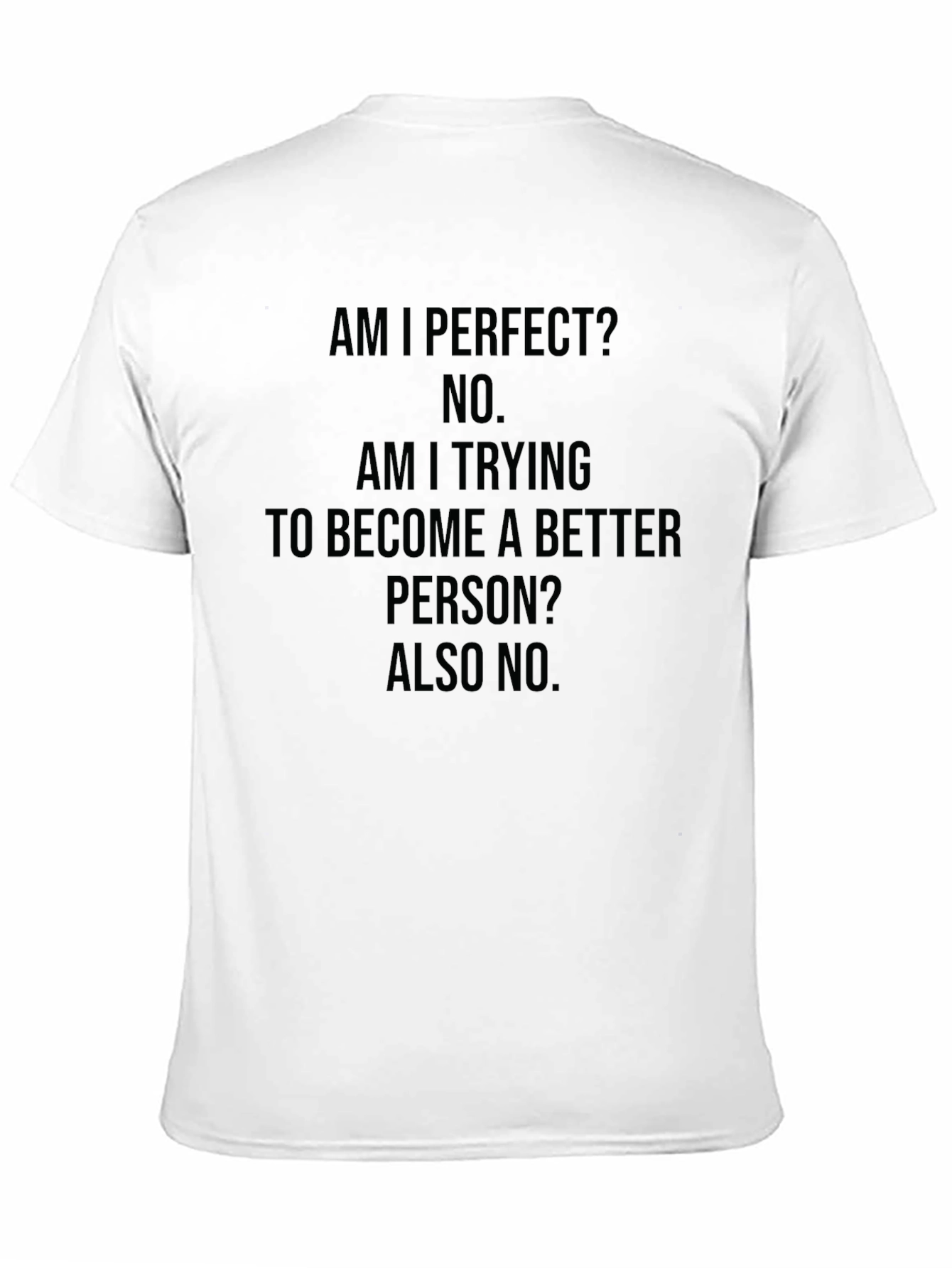 Black Funny Graphic Tee: Am I Perfect? No. Black T-Shirt view 11