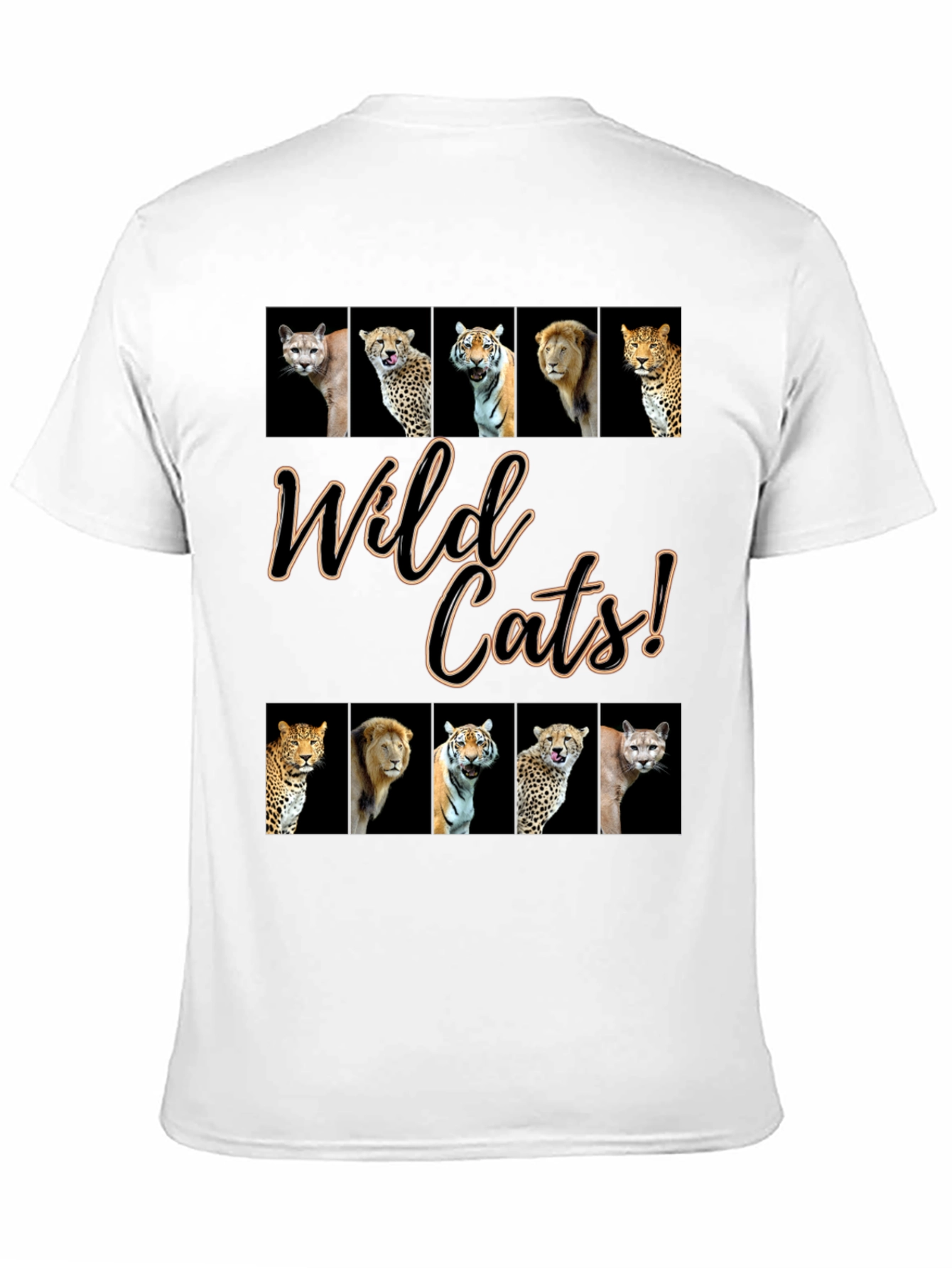 Black Wild Cats Graphic Print T-Shirt view 11