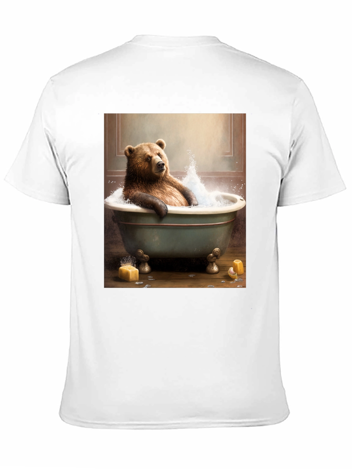 Black Bear in Tub T-Shirt - Humorous Animal Graphic Tee view 11