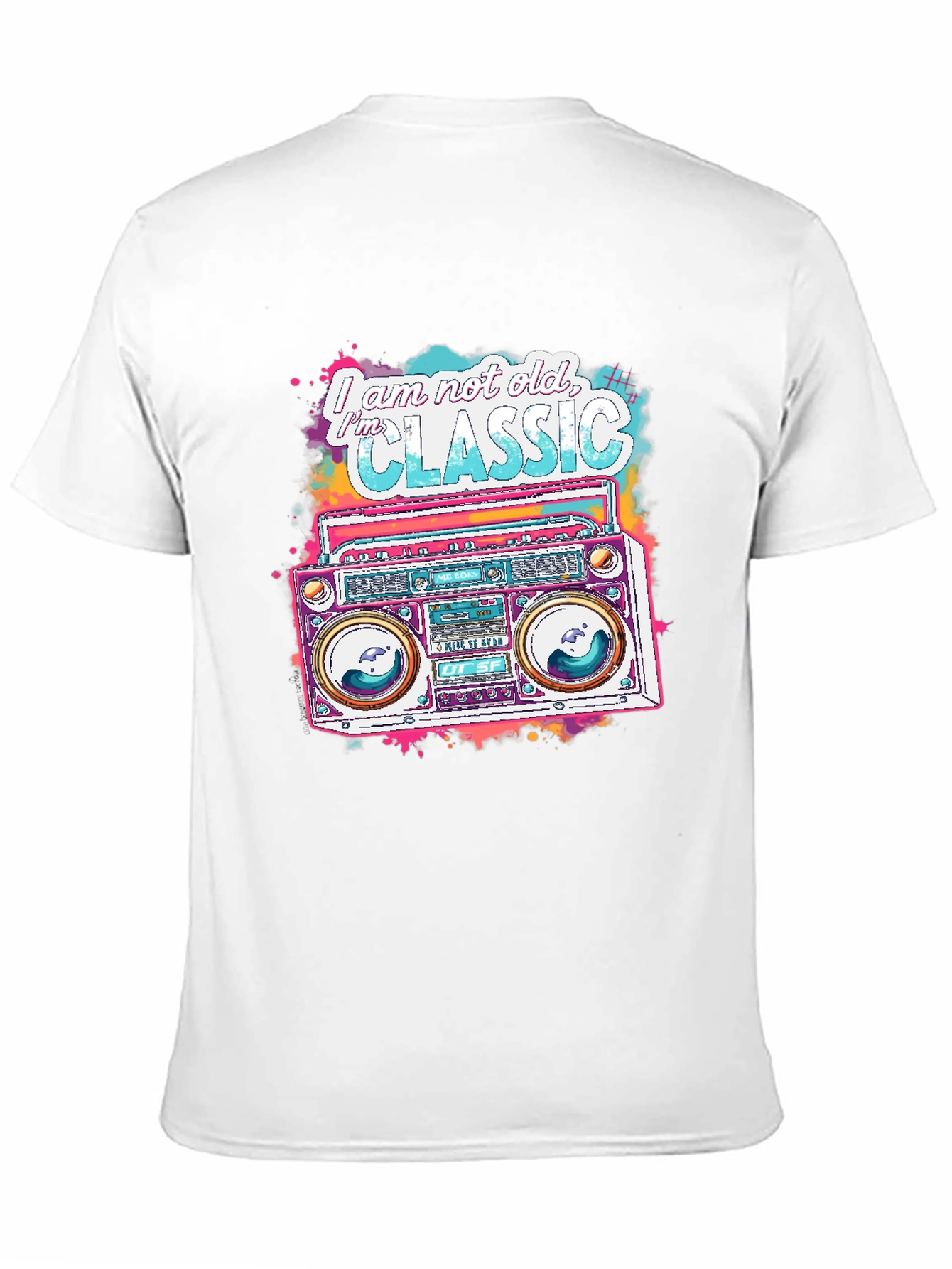 Black Retro Boombox Graphic Tee - I am not old, I'm Classic view 11