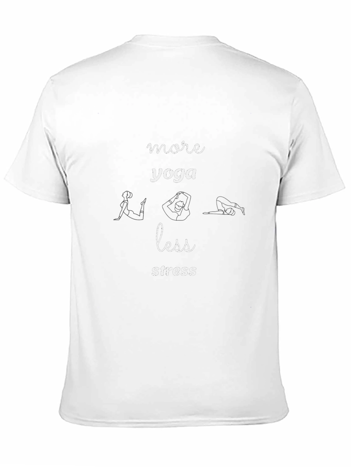 Black Yoga Lover's T-Shirt: More Yoga, Less Stress Design view 11