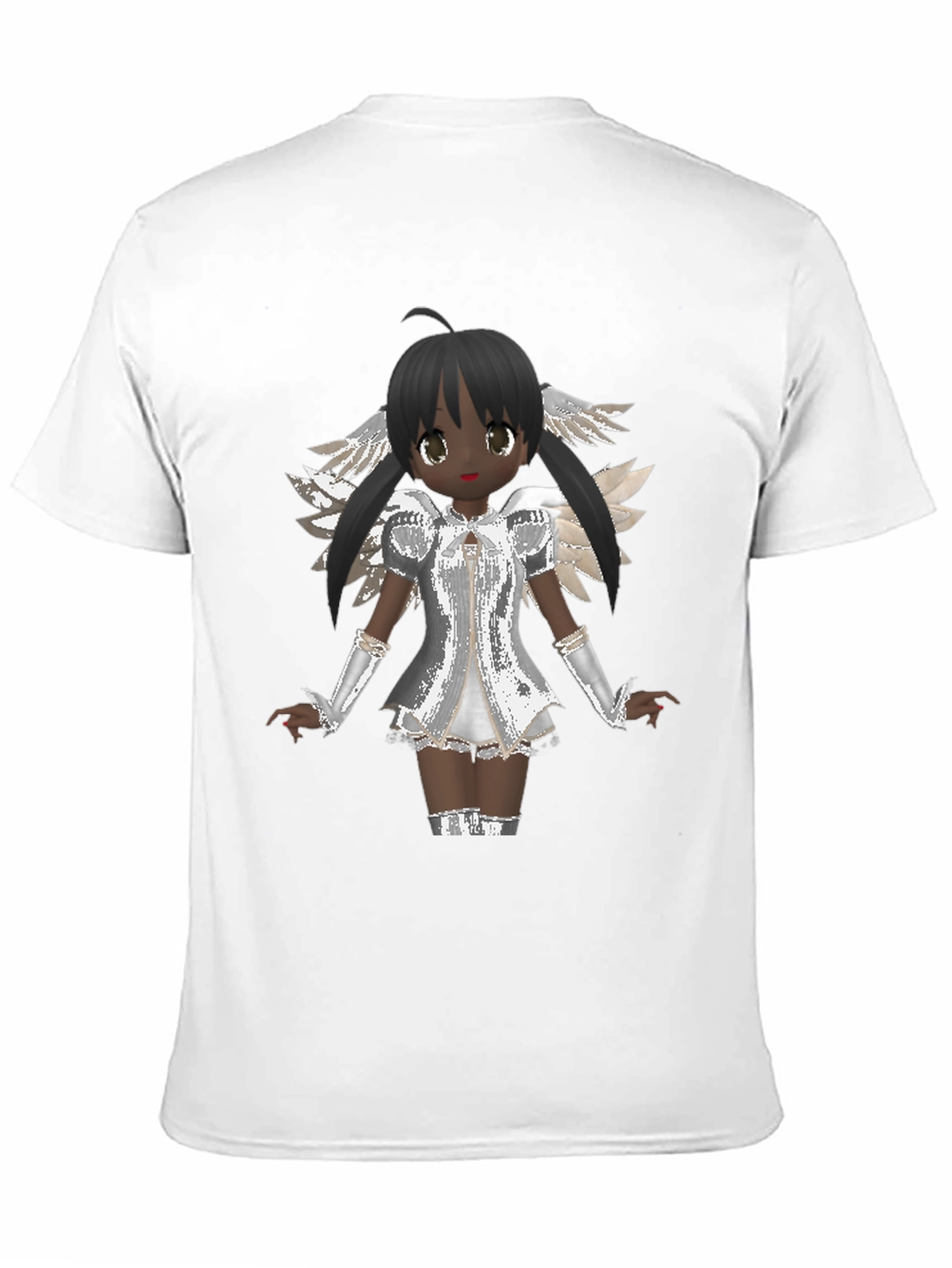 Black Anime Angel Graphic T-Shirt - Black Cotton Tee view 11