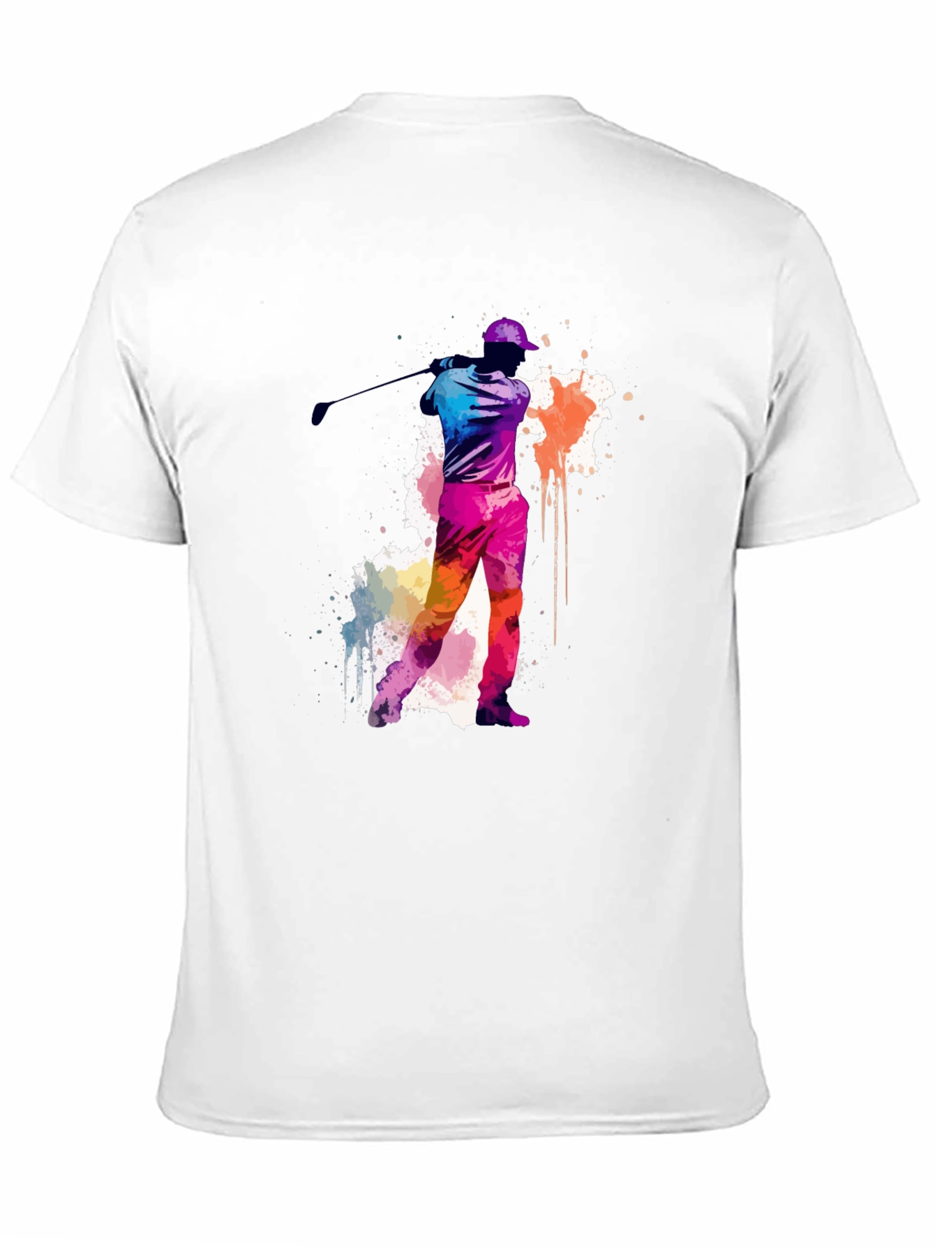 Black Golfing Watercolor Tee - Black Cotton T-Shirt view 11