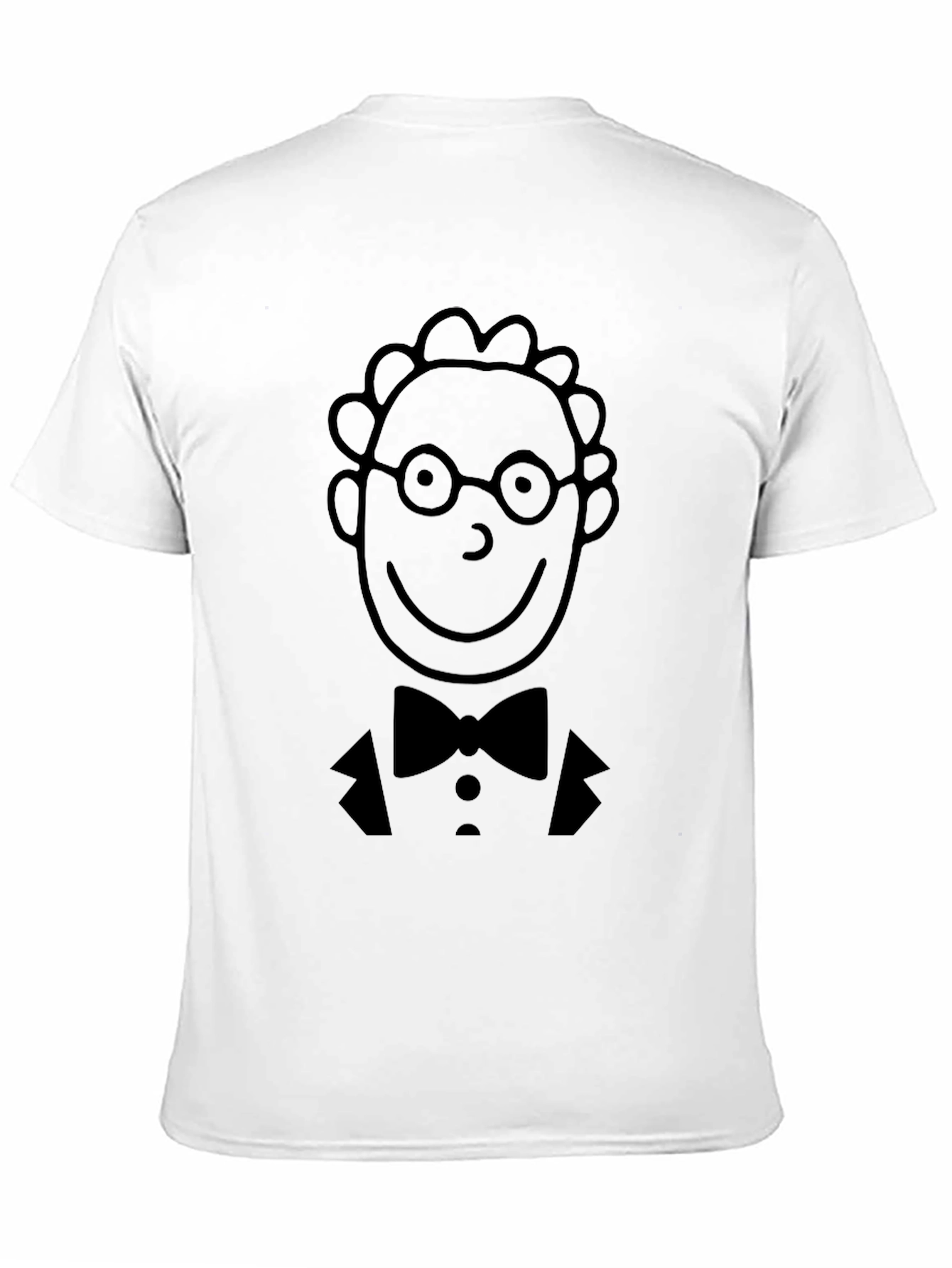 Black Funny Cartoon Face Bowtie Graphic Black T-Shirt view 11