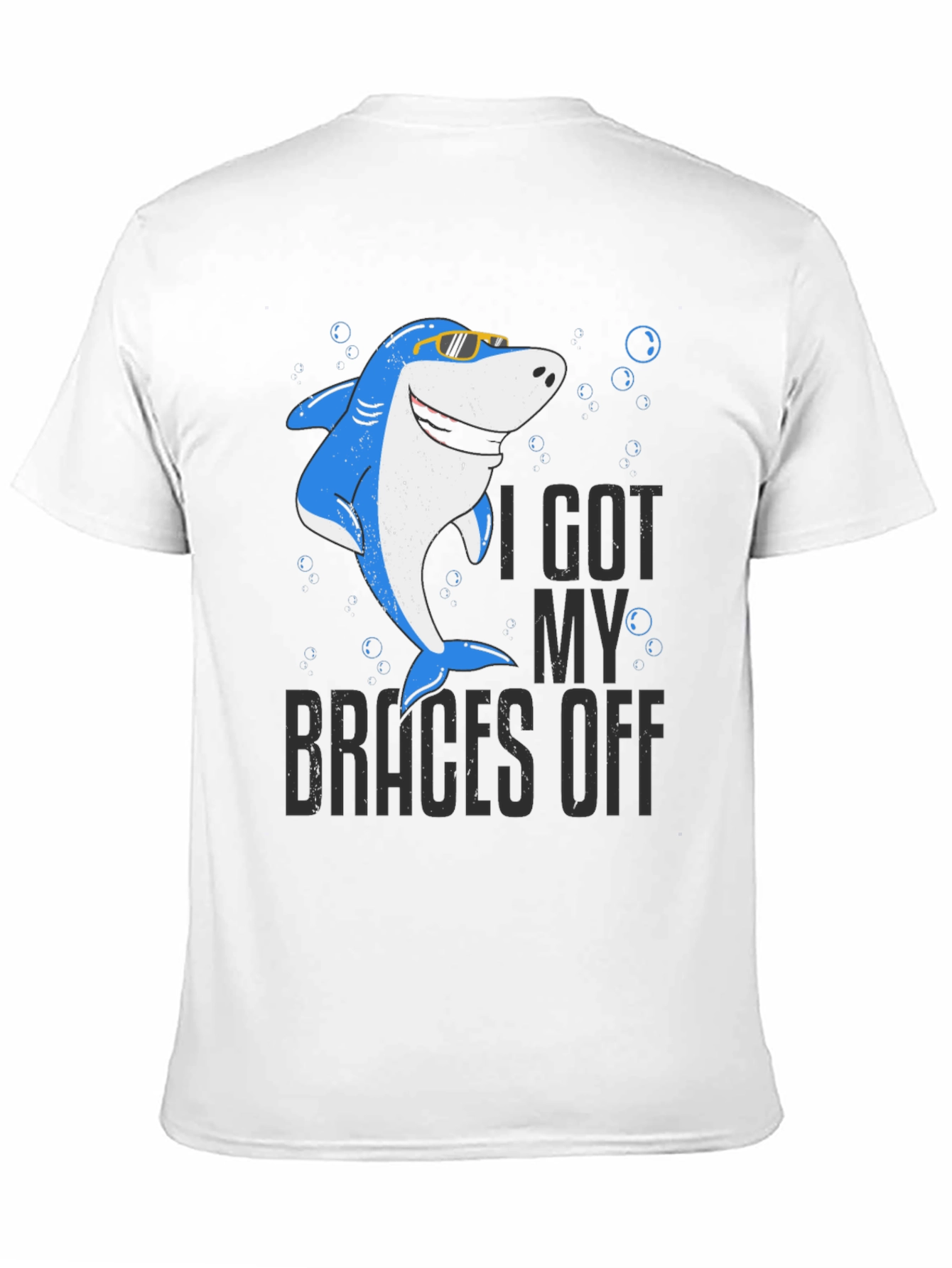 Black I Got My Braces Off Shark Tee view 11