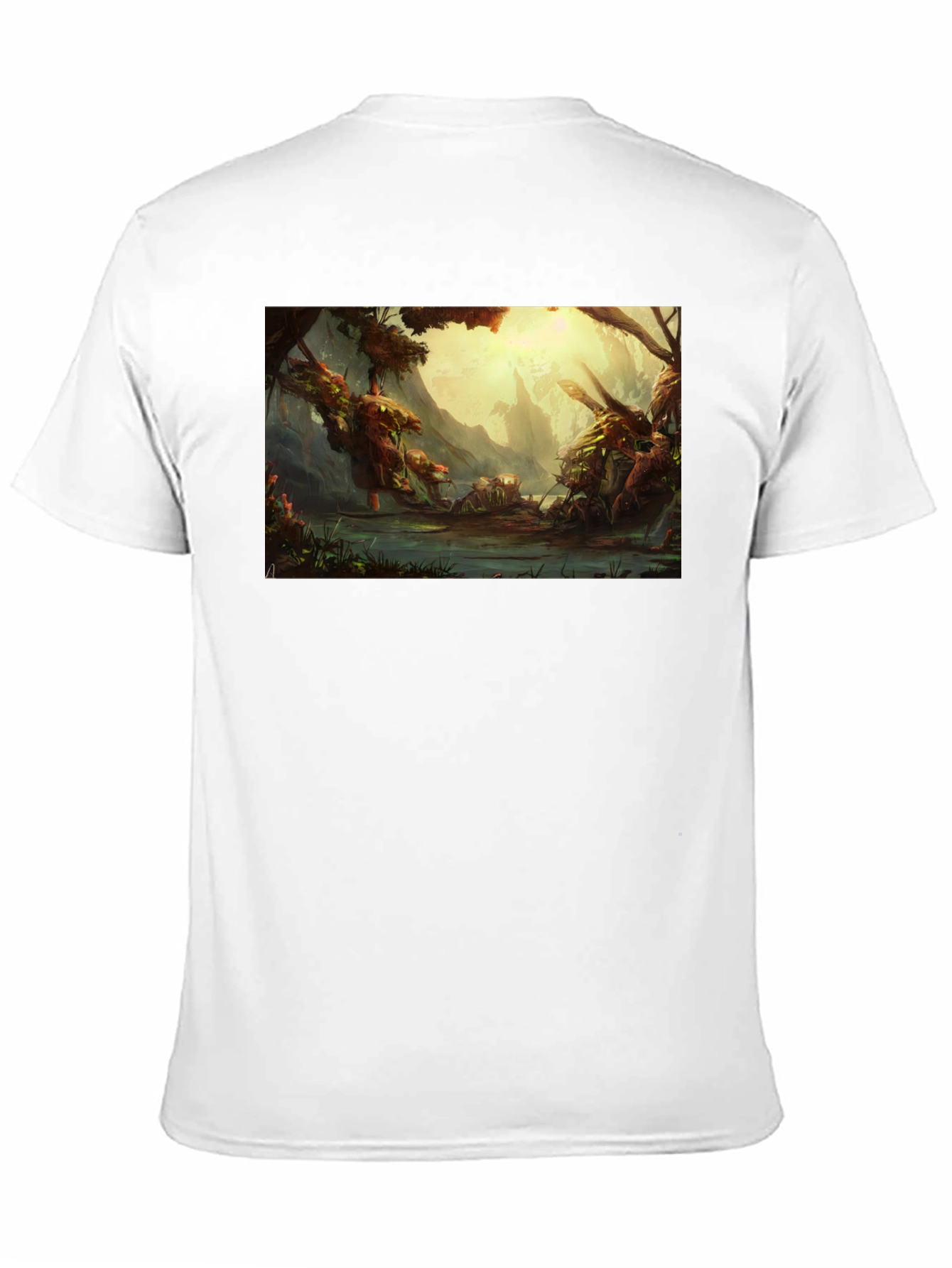 Black Fantasy Landscape Graphic Tee - Soft Cotton Black T-Shirt view 11