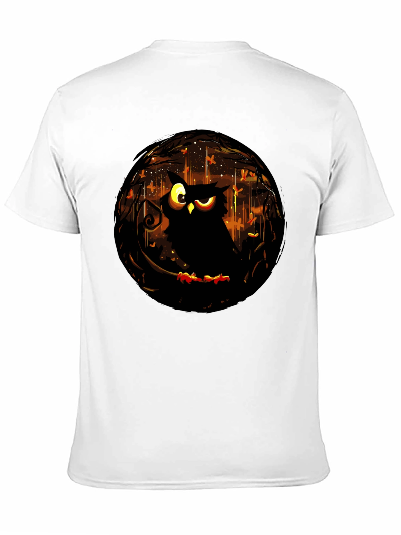 Black Owl Graphic Tee - Dark Forest Design T-Shirt view 11