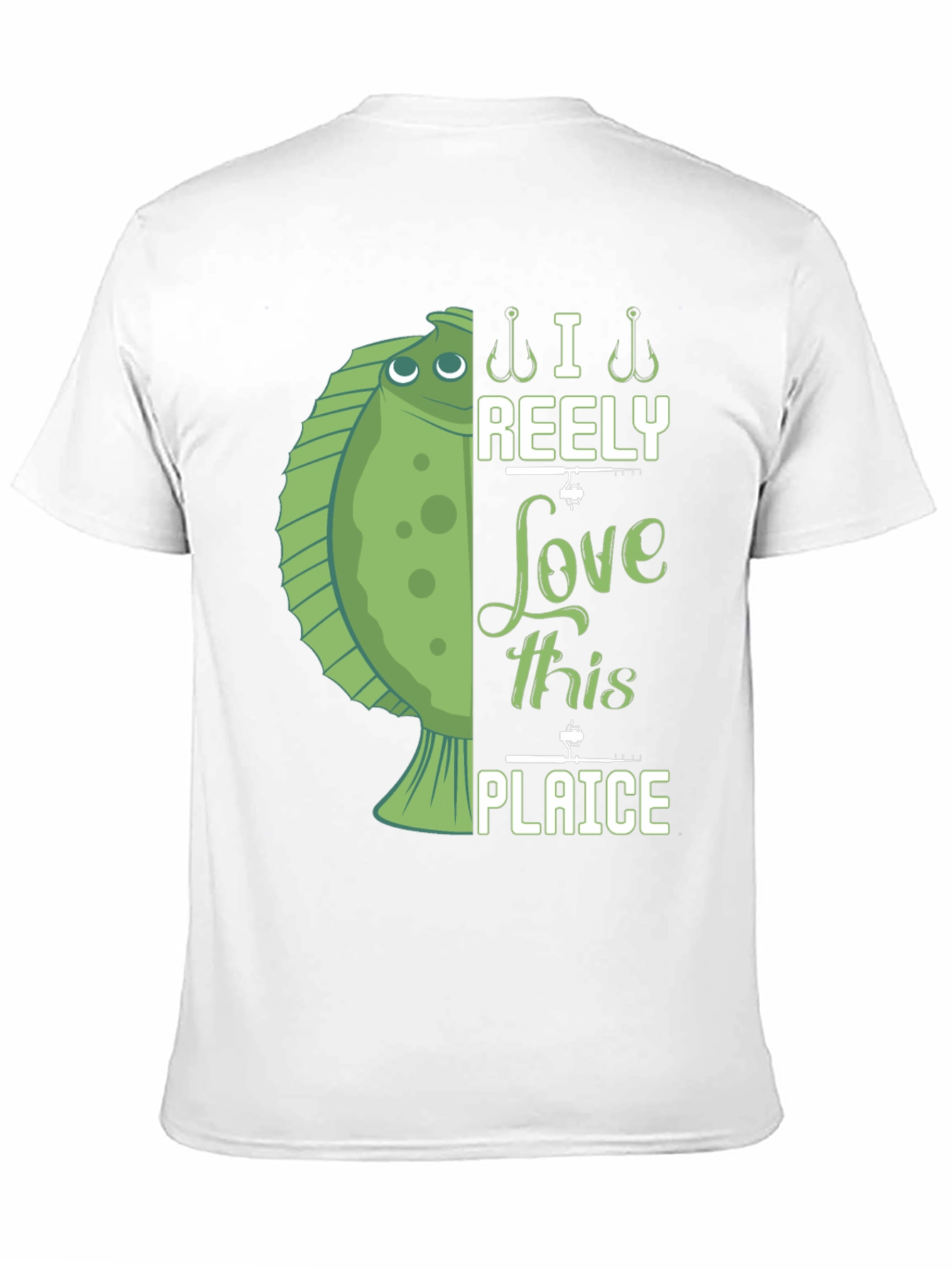 Black Funny Fishing T-Shirt - I Reely Love This Plaice view 11