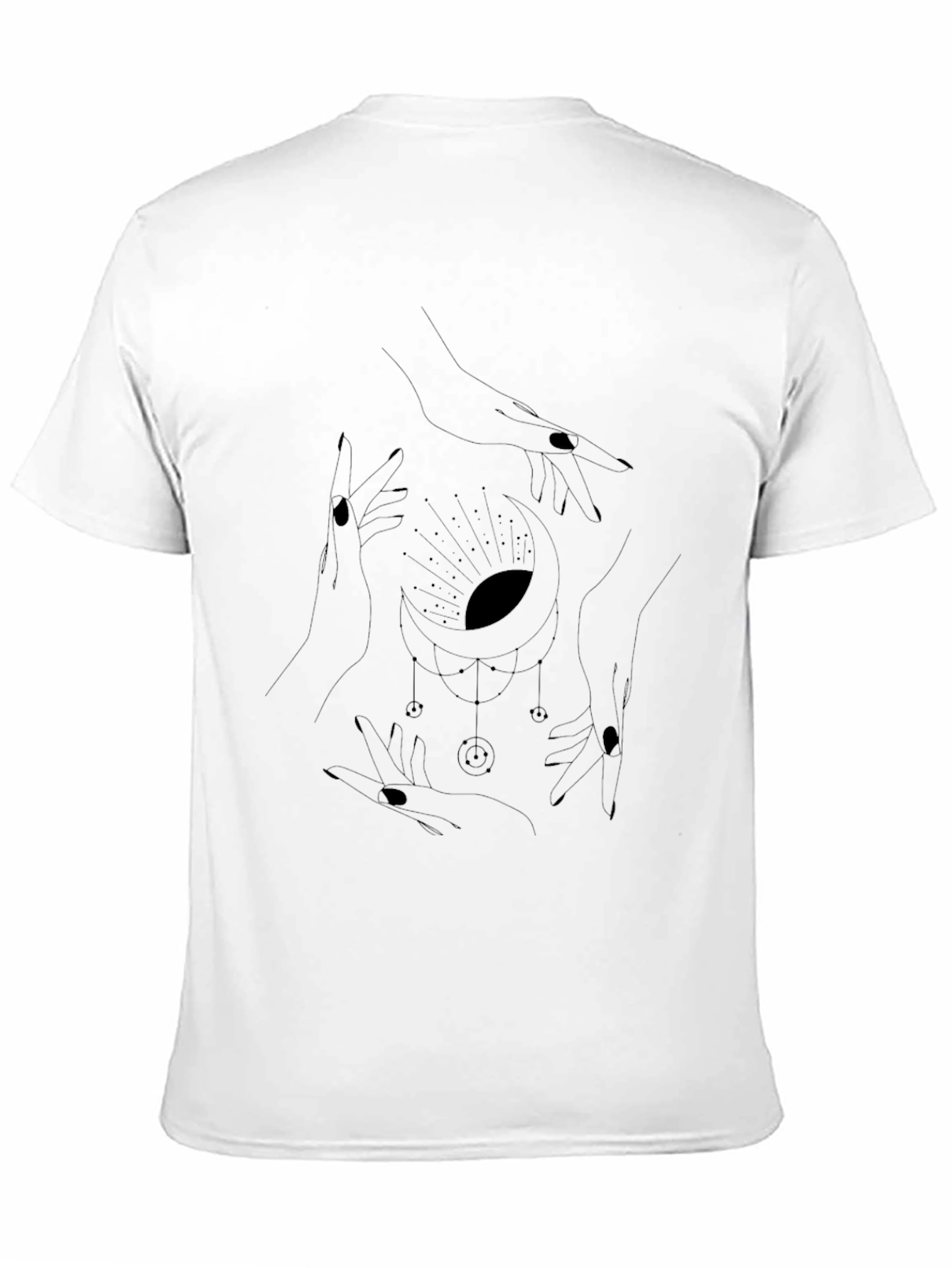 Black Mystic Moon Hands Graphic Black Tee view 11