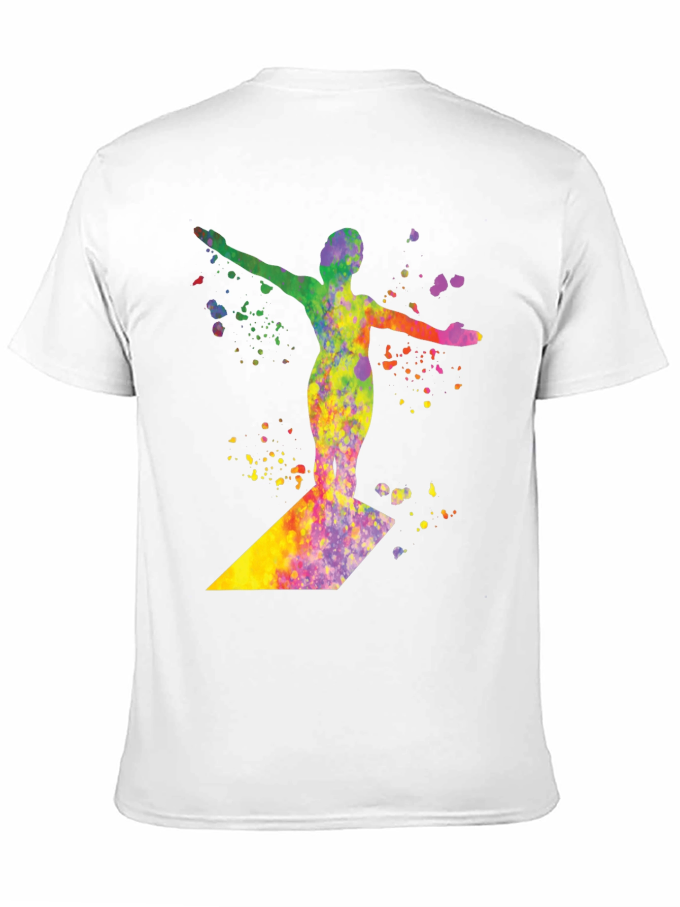 Black Watercolor Surfer Graphic Tee - Black Cotton T-Shirt view 11