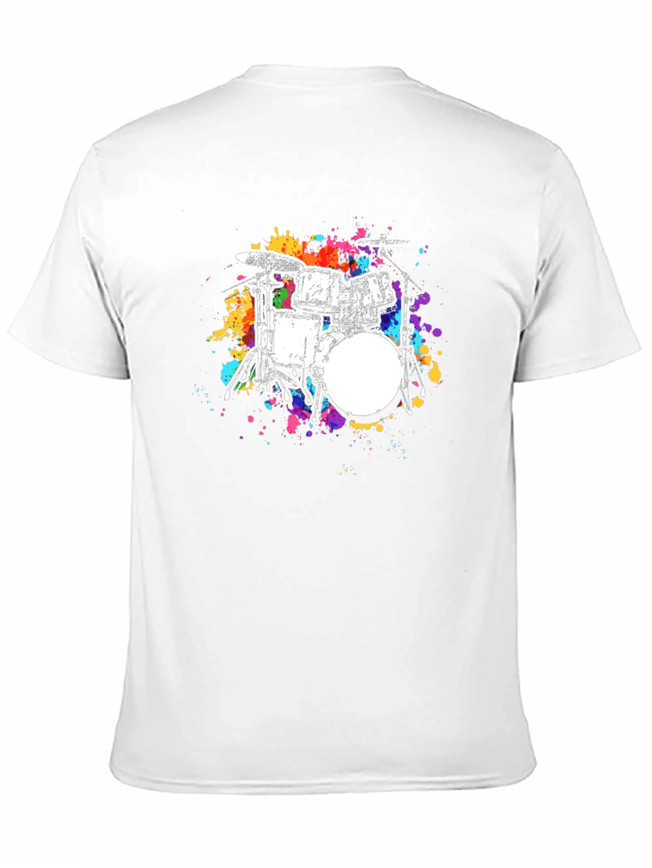 Black Abstract Drum Set Graphic Tee - Black Cotton Blend view 11