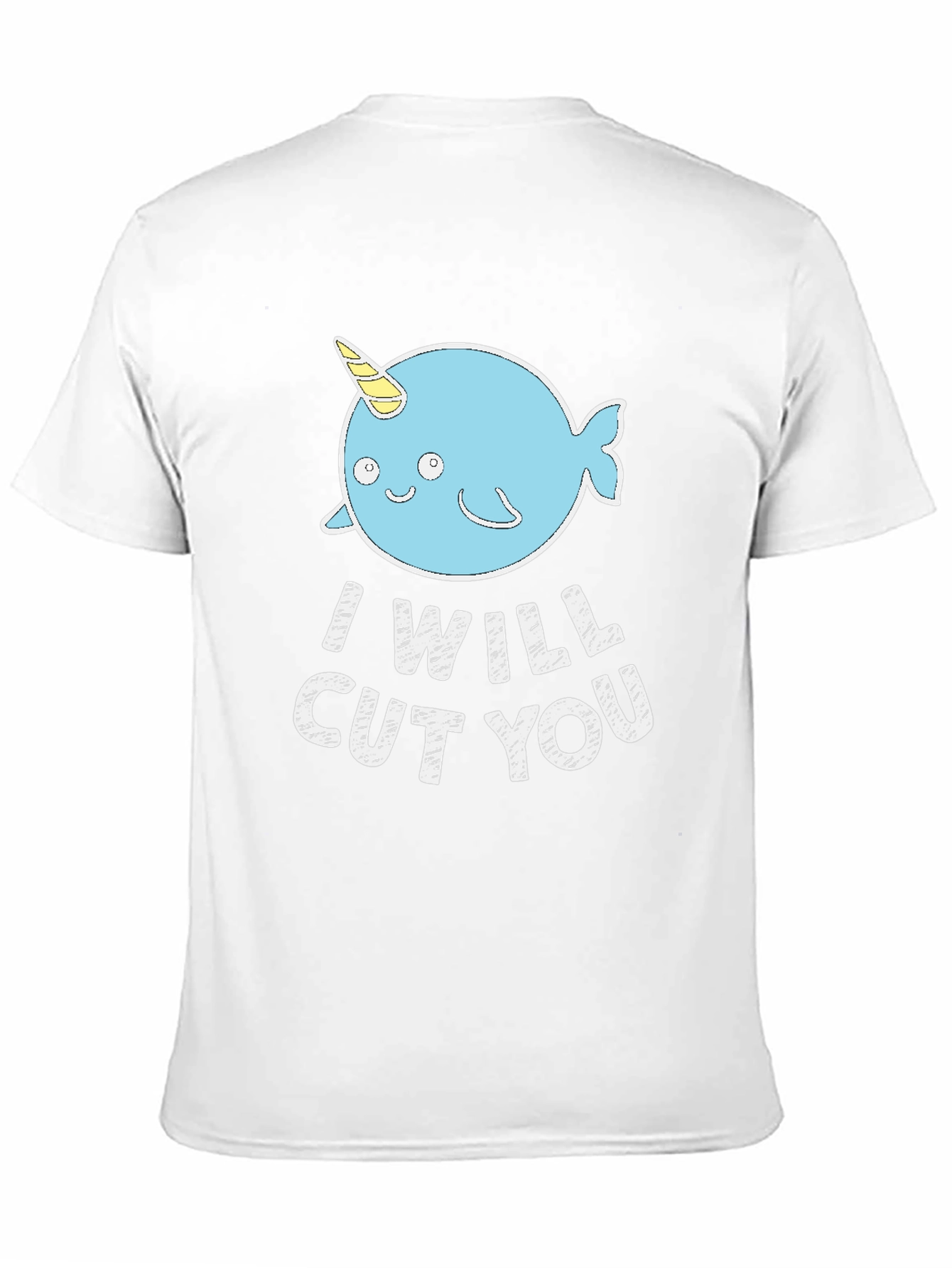 Black Funny Narwhal 'I Will Cut You' Black T-Shirt view 11