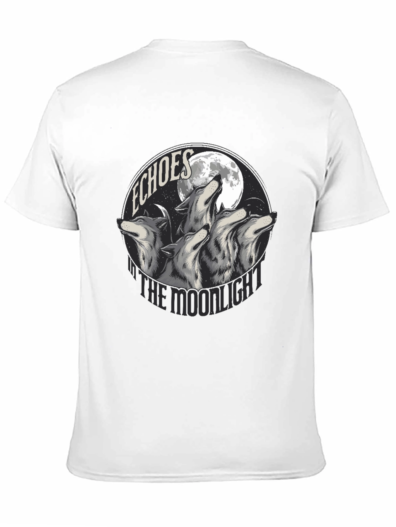 Black Echoes in the Moonlight Wolves Graphic T-Shirt view 11
