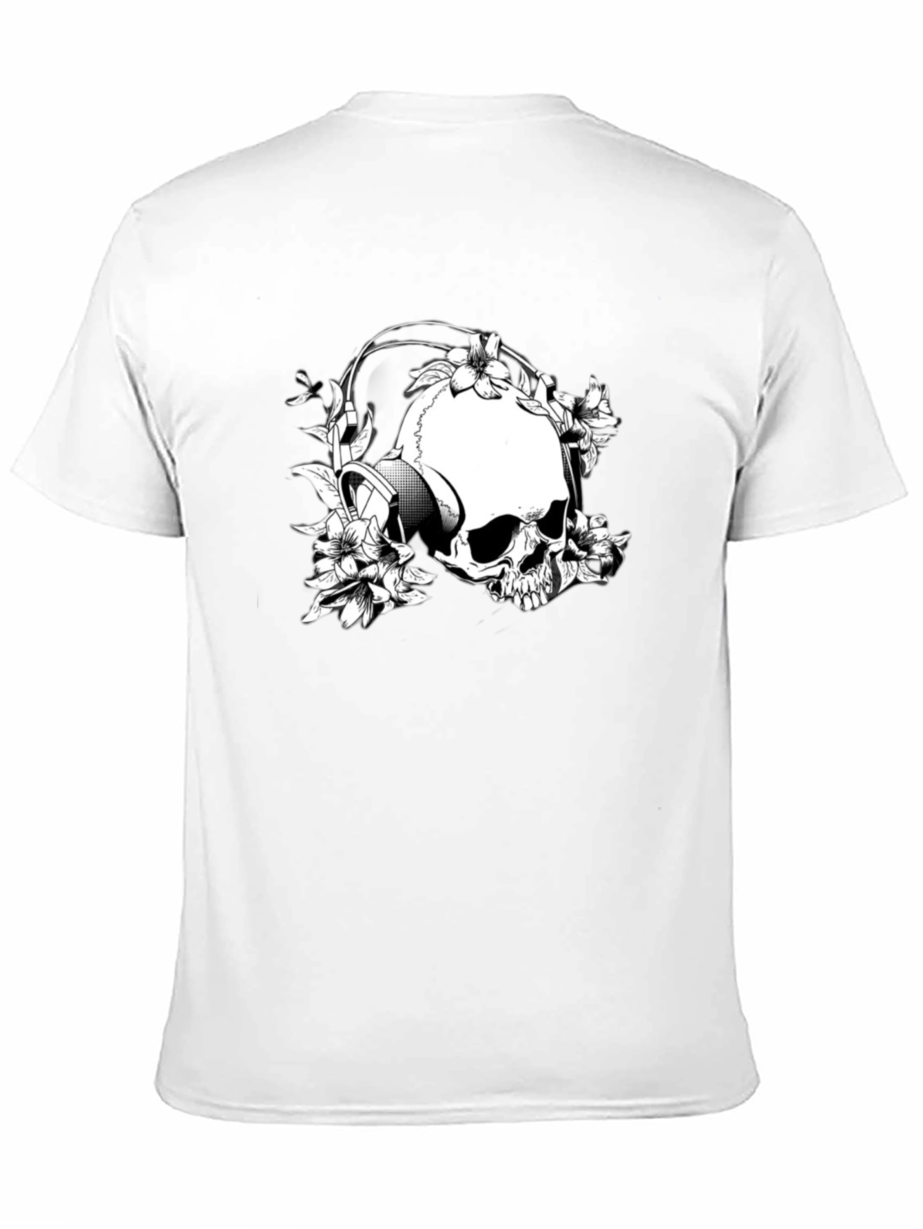 Black Skull & Flowers Graphic T-Shirt - Black view 11