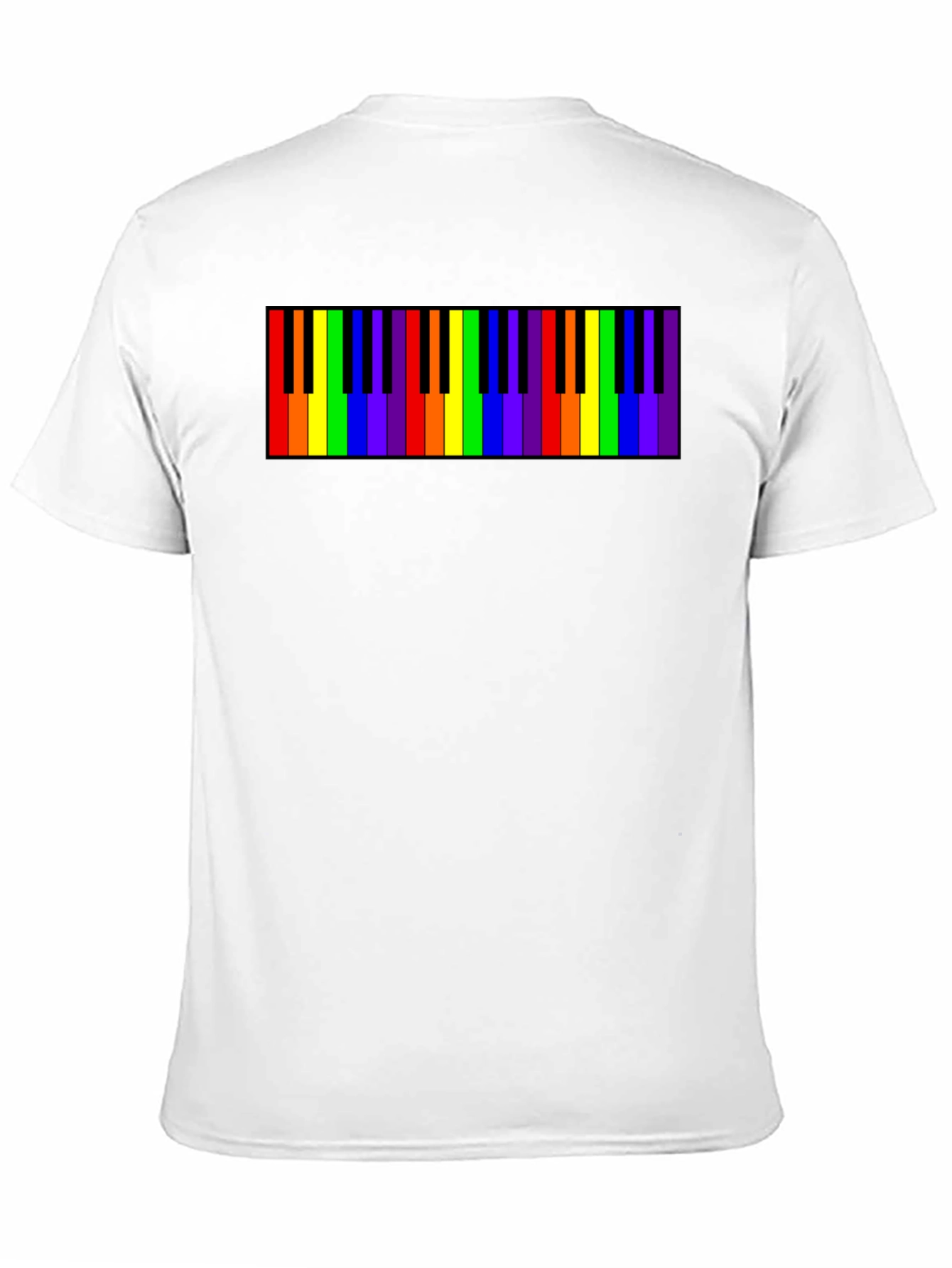 Black Rainbow Piano Keys Graphic Tee - Black Cotton T-Shirt view 11