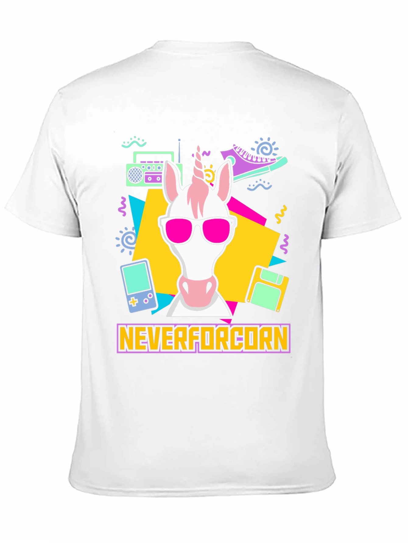 Black NeverforCORN 80s Retro Unicorn T-Shirt view 11