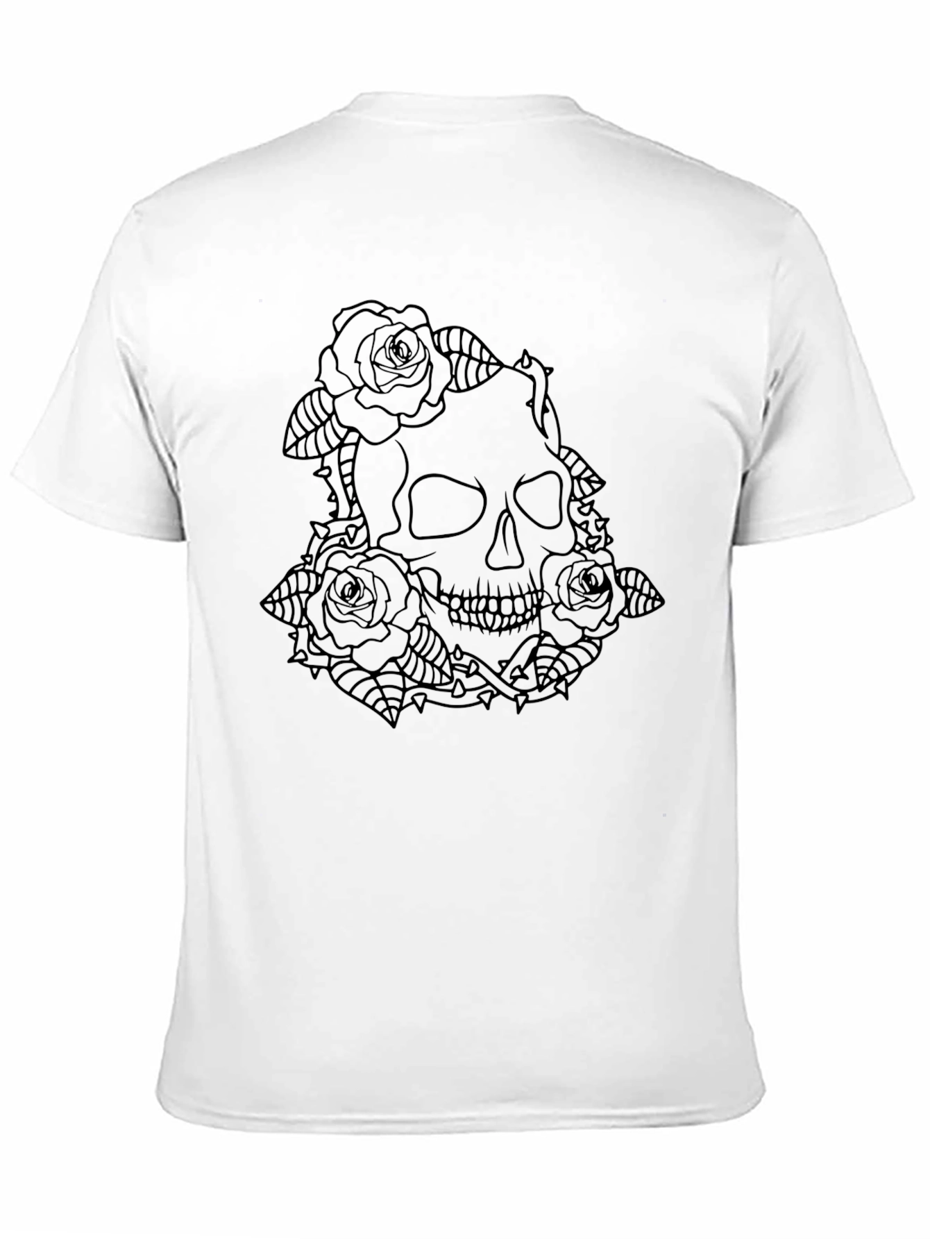 Black Skull & Roses Graphic Tee - Edgy Dark Style view 11