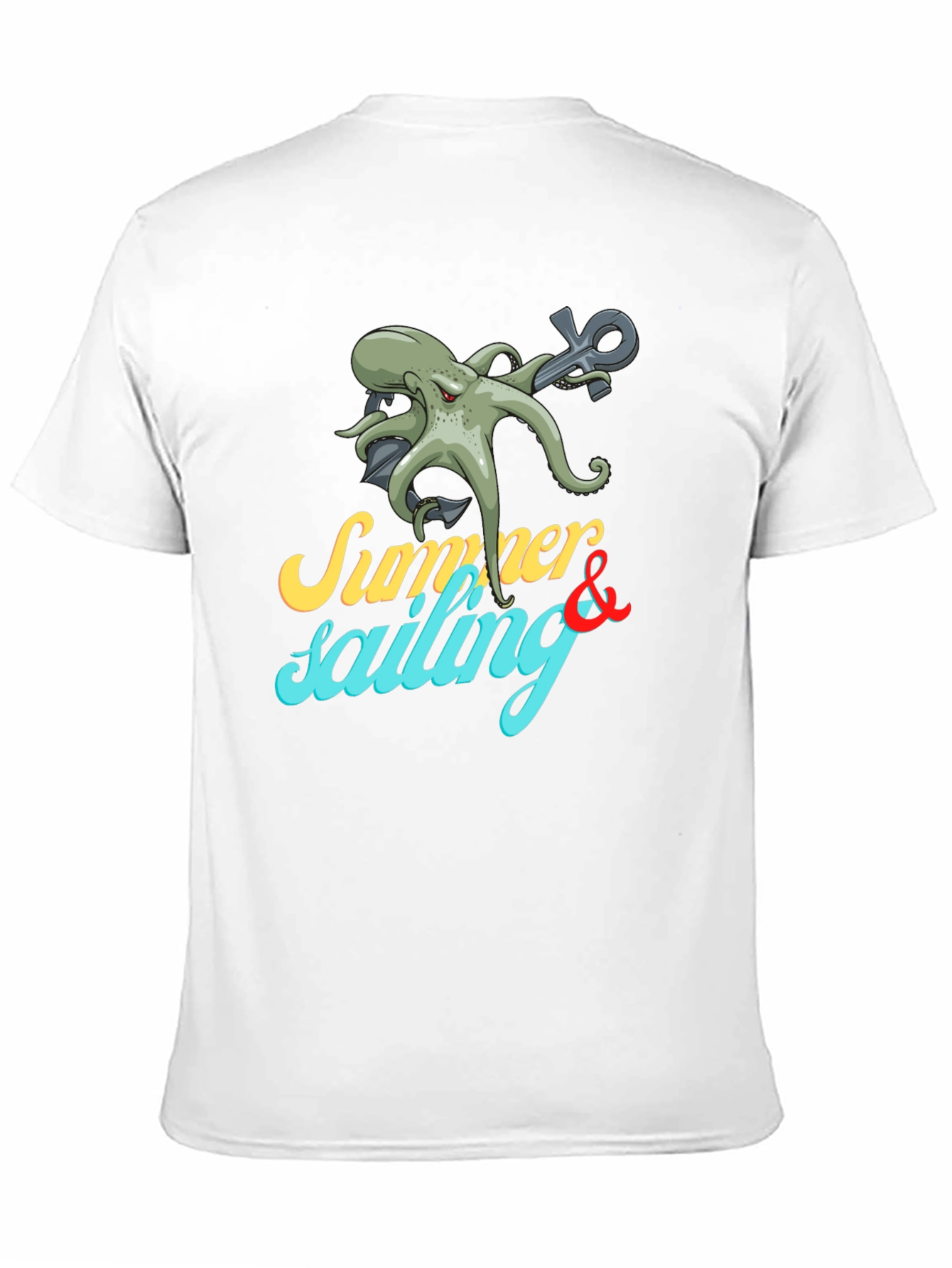 Black Summer Sailing Octopus Graphic Tee view 11